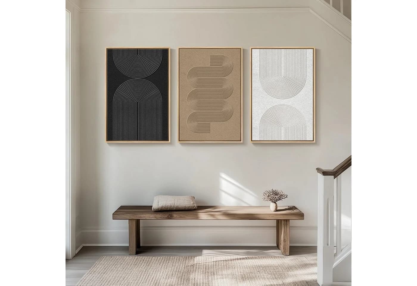 Agger Leinwandbild 3-teilig Schwarz/Weiß/Gold Geometrisch - Bild 4