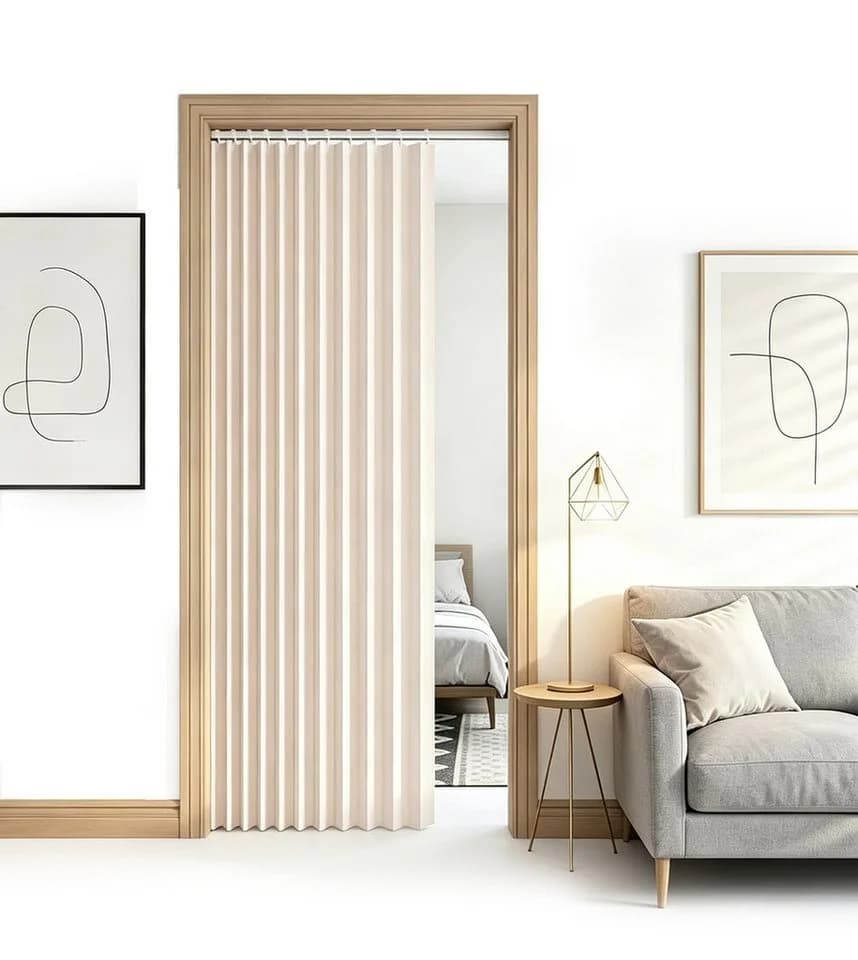 Zyronn Türvorhang Plissiert Halbtransparent Beige - Bild 2