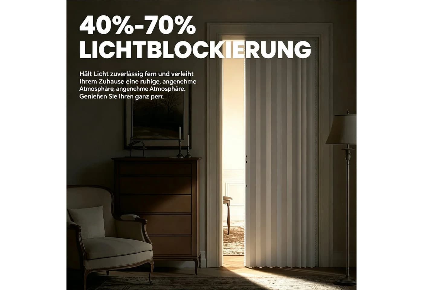 Zyronn Türvorhang Plissiert Halbtransparent Beige - Bild 5