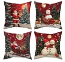 Bomiclss 4-teiliger Weihnachtskissenbezug Set Leinen 45x45 cm Bild 2