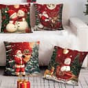 Bomiclss 4-teiliger Weihnachtskissenbezug Set Leinen 45x45 cm Bild 3