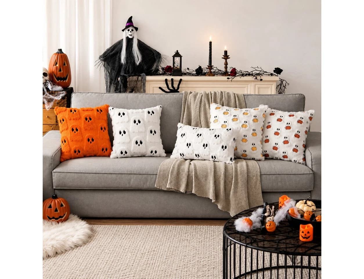 Sorvyzxn Kissenbezüge 2er Set Halloween Geistermotiv Polyester - Bild 4