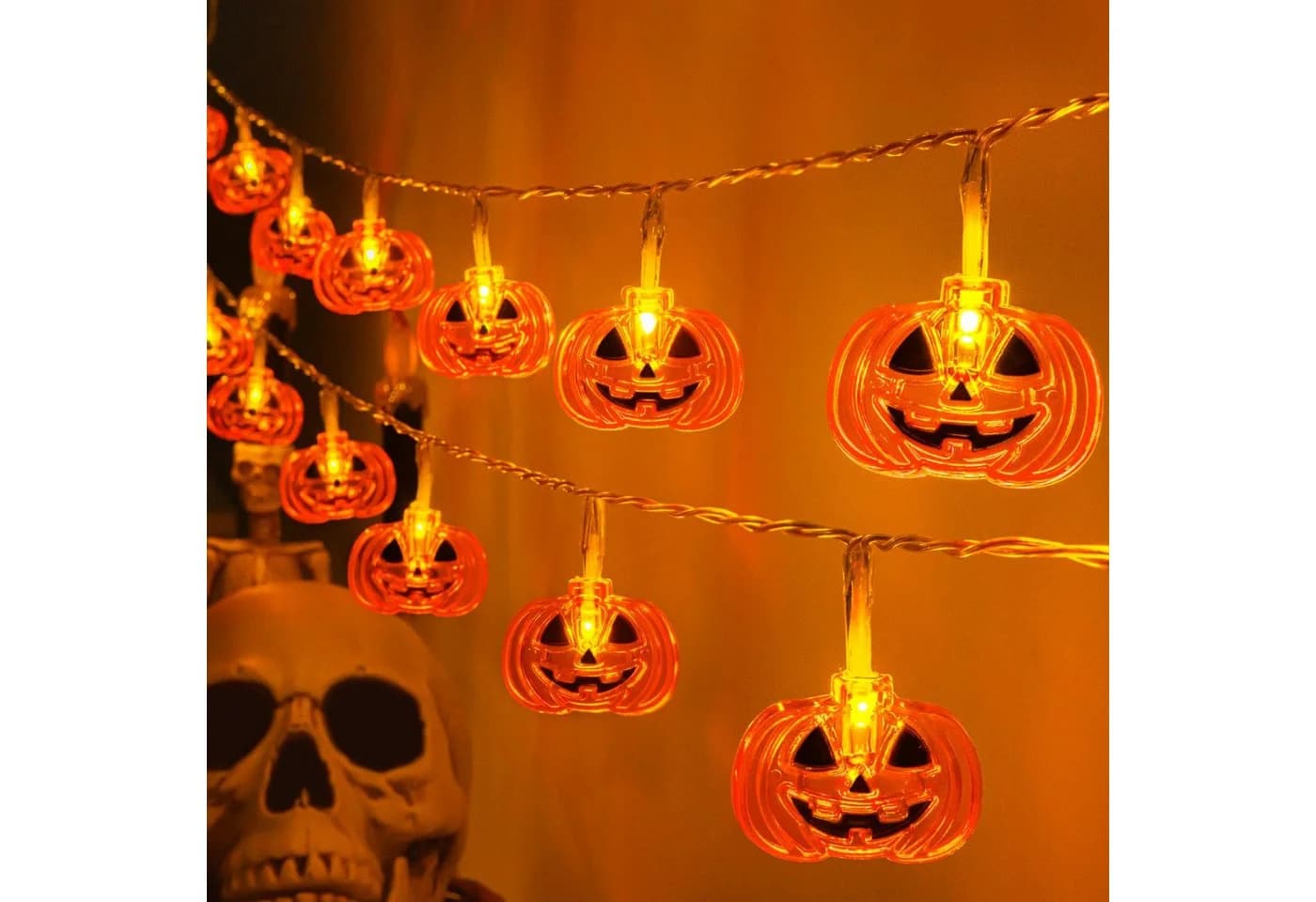 nsihing LED-Lichterkette Halloween Kürbis 20 LEDs IP65 Batteriebetrieben - Bild 2