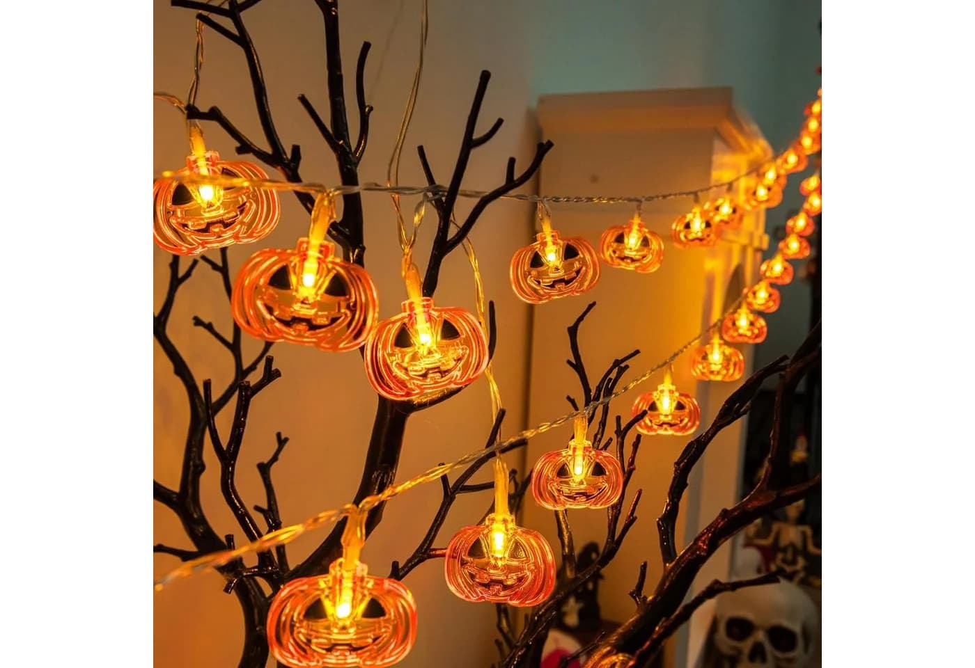 nsihing LED-Lichterkette Halloween Kürbis 20 LEDs IP65 Batteriebetrieben - Bild 4