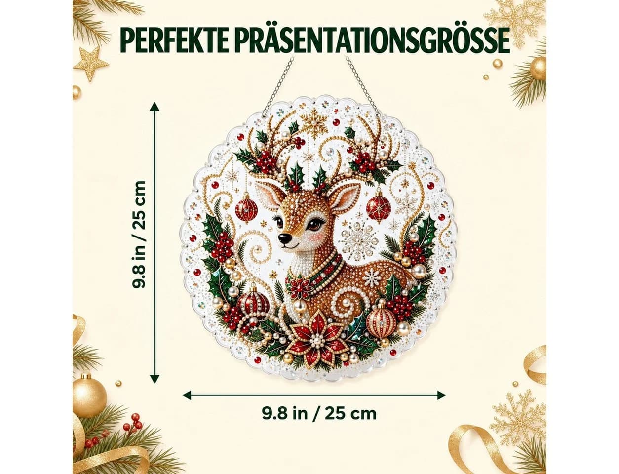 Sorvyzxn Weihnachtsfigur Diamant-Bastelset 25x25cm mit Strasssteinen