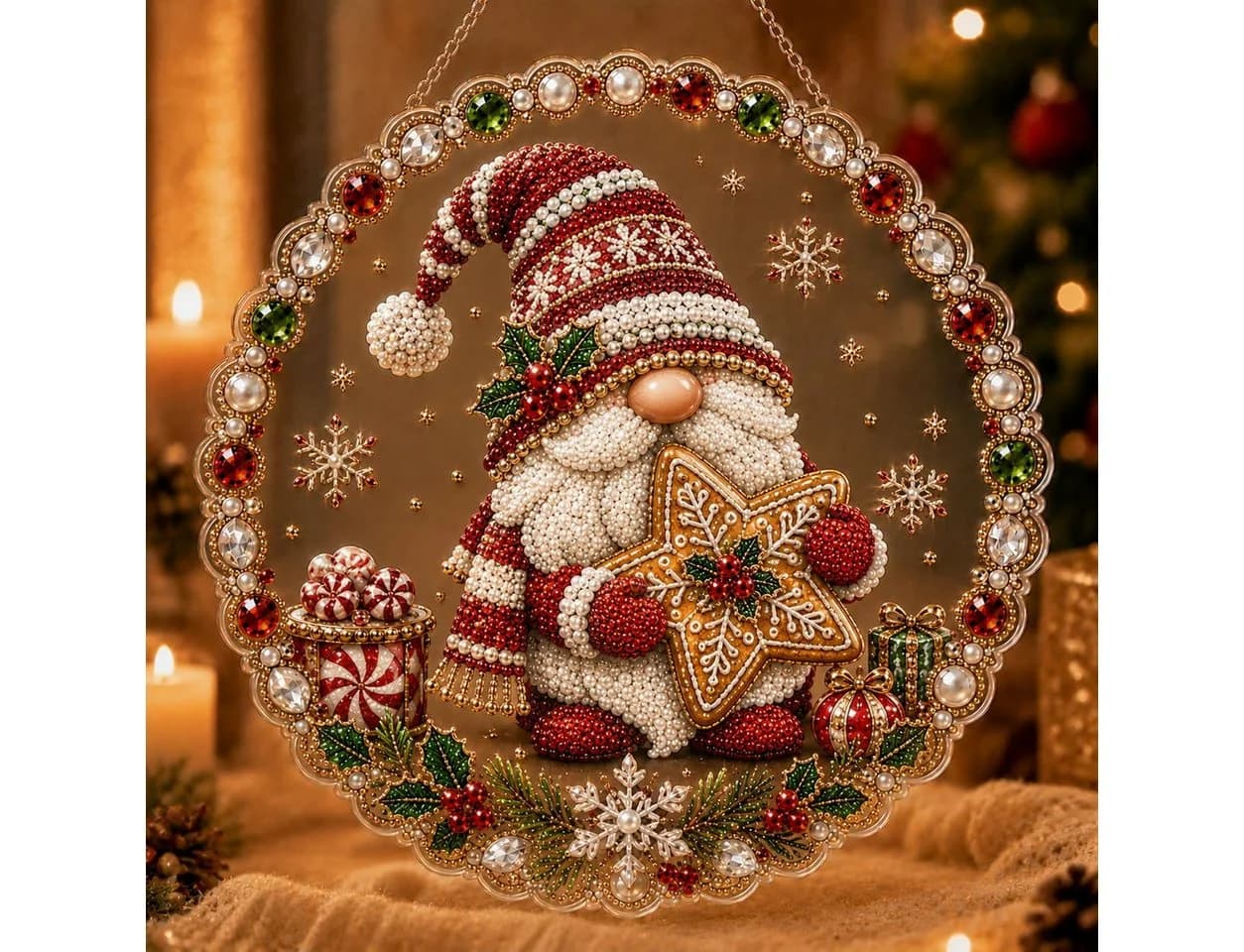 Sorvyzxn Weihnachtsfigur Diamant-Bastelset 25x25cm mit Strasssteinen - Bild 2