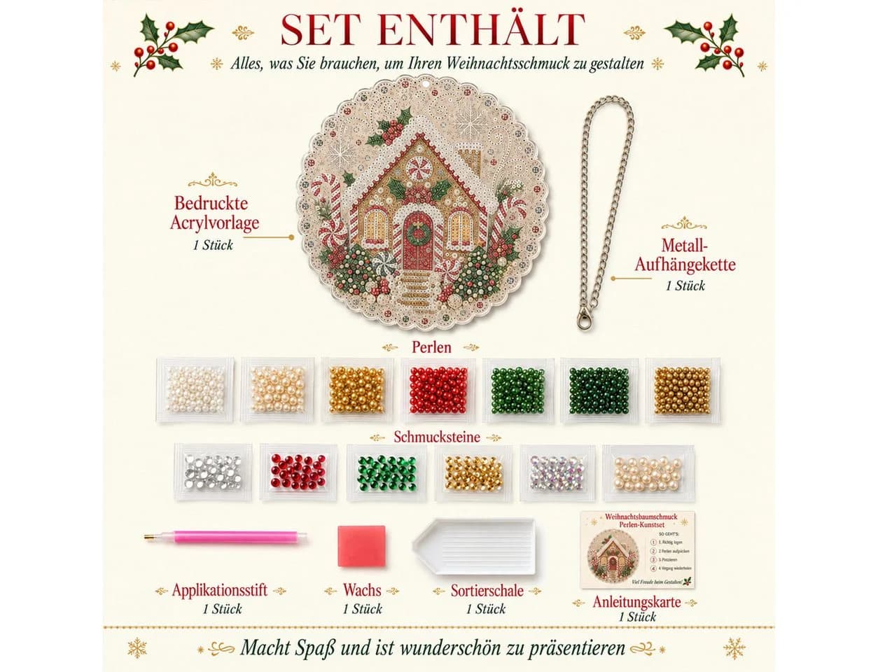 Sorvyzxn Weihnachtsfigur Diamant-Bastelset 25x25cm mit Strasssteinen - Bild 3