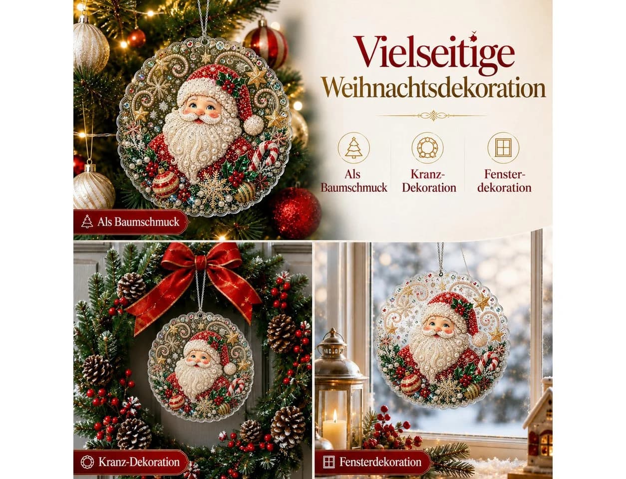 Sorvyzxn Weihnachtsfigur Diamant-Bastelset 25x25cm mit Strasssteinen - Bild 5