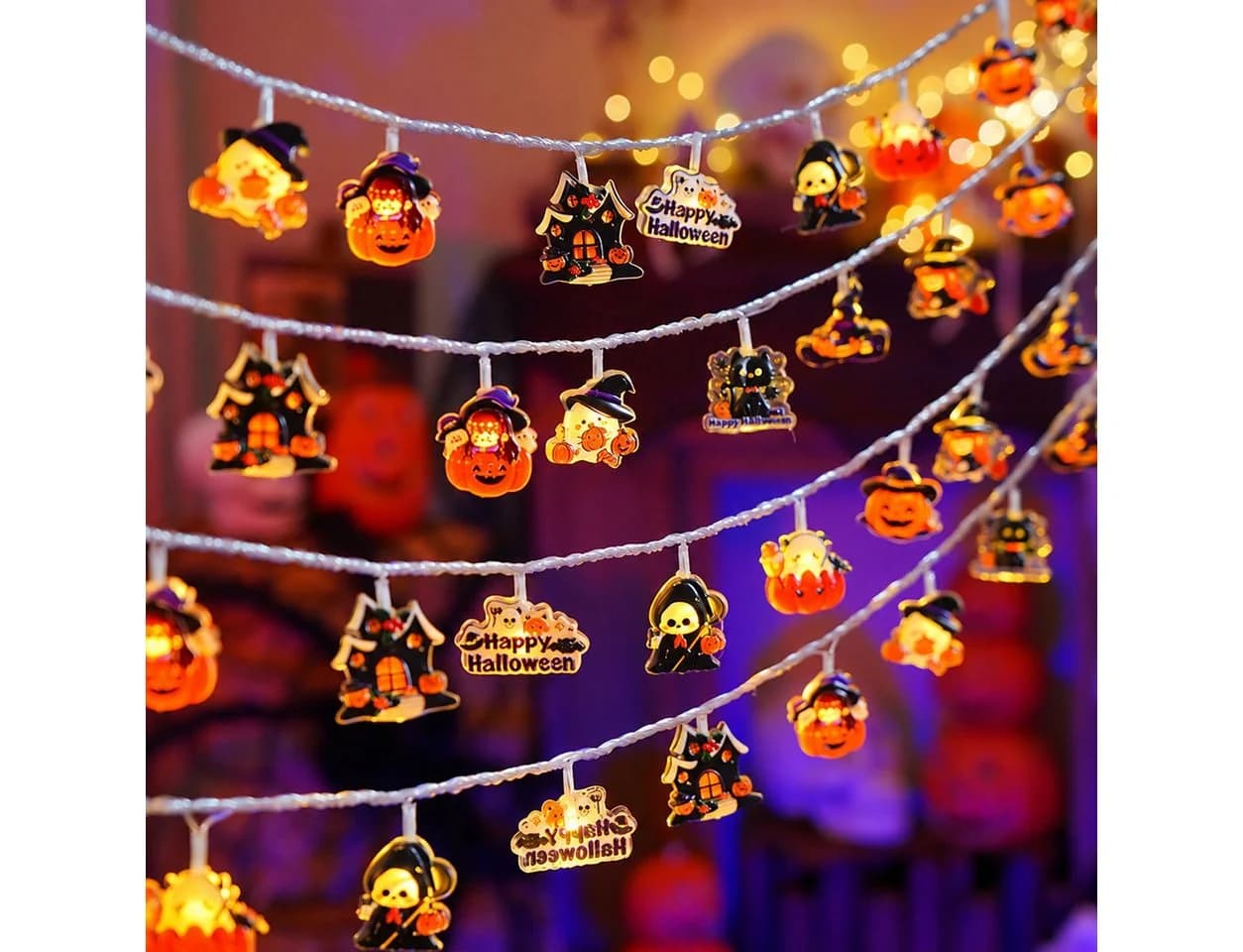 nsihing LED-Lichterkette Halloween 30 LEDs Kürbis & Geister - Bild 2