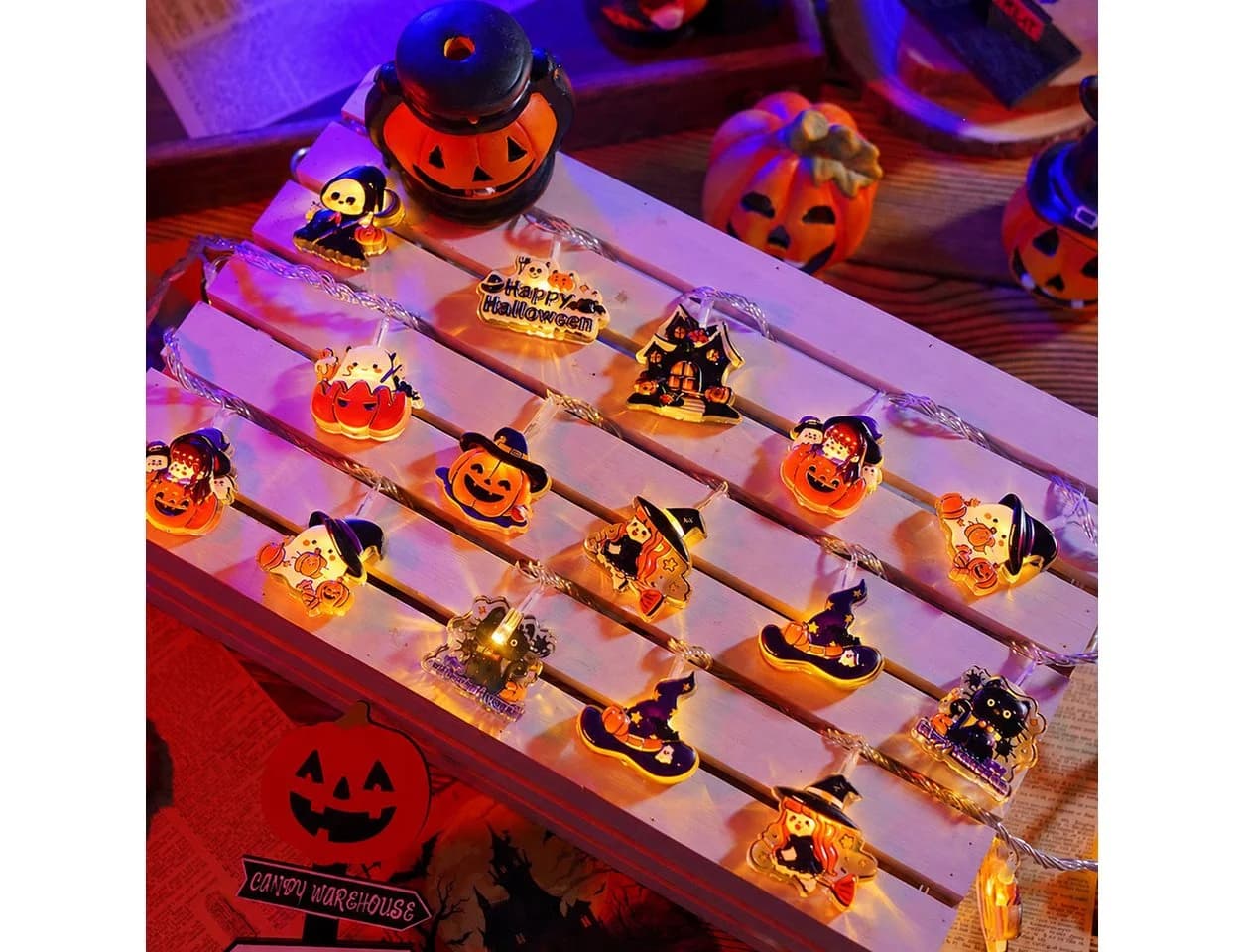 nsihing LED-Lichterkette Halloween 30 LEDs Kürbis & Geister - Bild 4