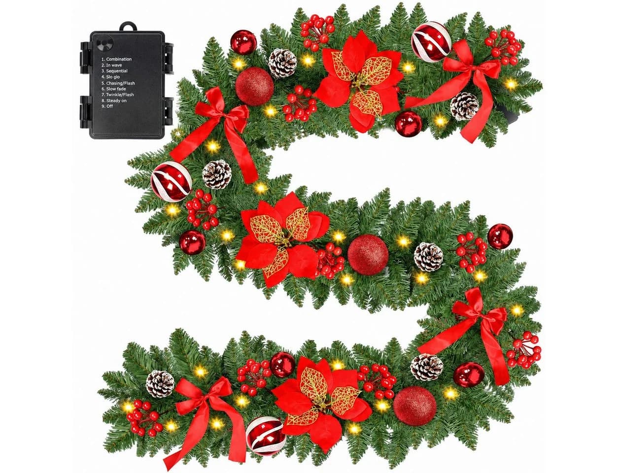 nsihing LED-Girlande 2,7m 30 LED 8 Modi Timer Weihnachten - Bild 2