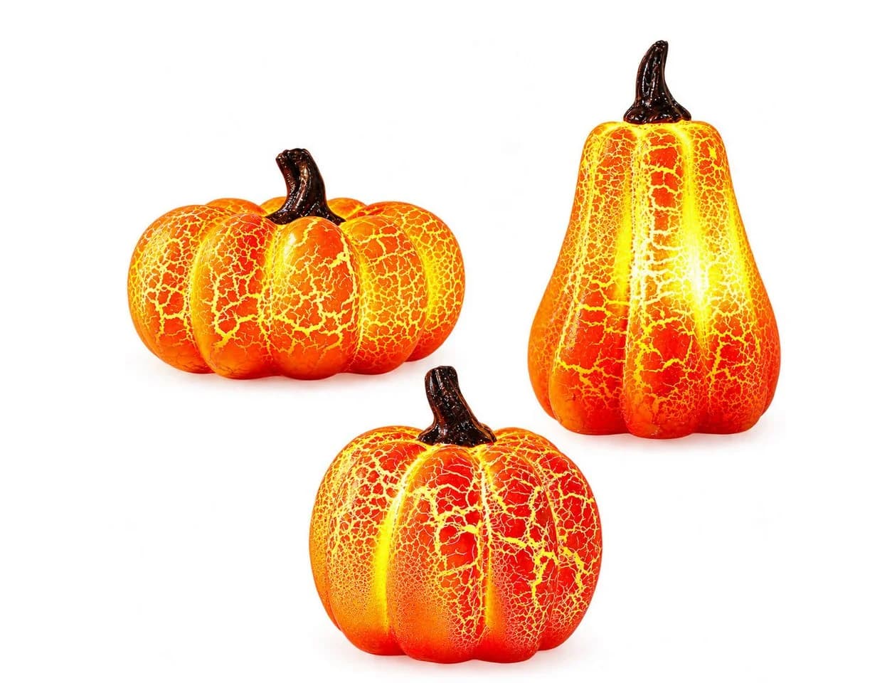 nsihing LED-Dekofigur Kürbis Herbstdeko 3er Set Orange - Bild 2