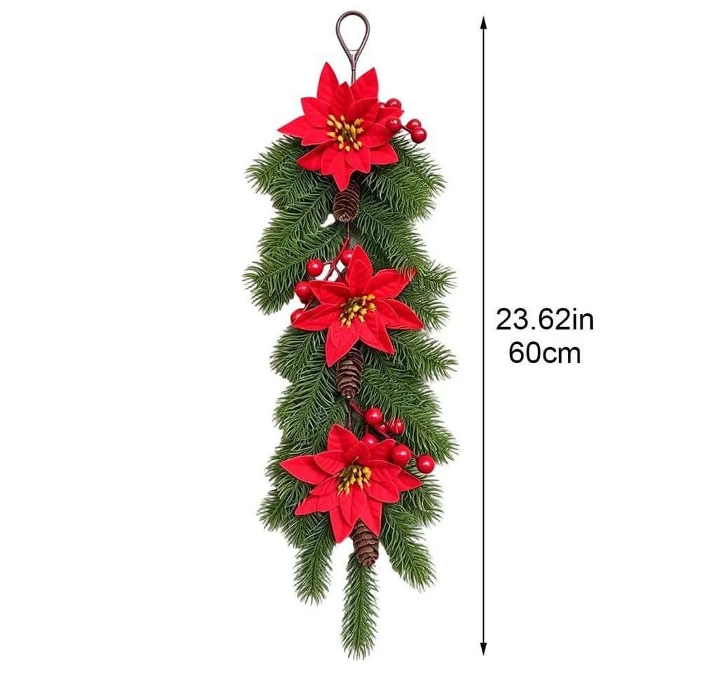 Bomiclss Weihnachts-Girlande Grün/Rot 4-tlg. Künstlicher Blumenkranz - Bild 4