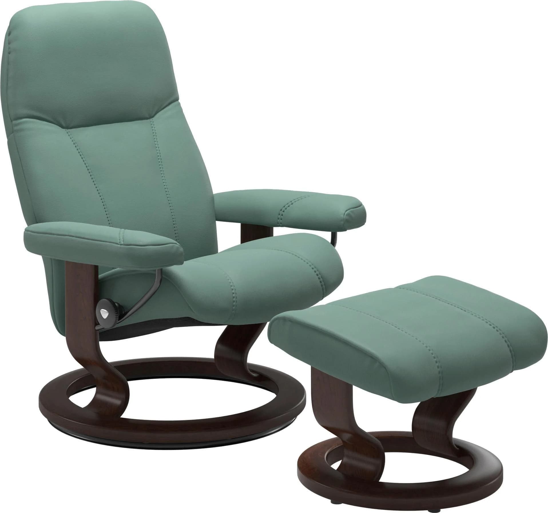 STRESSLESS Consul Relaxsessel Grün Leder mit Hocker