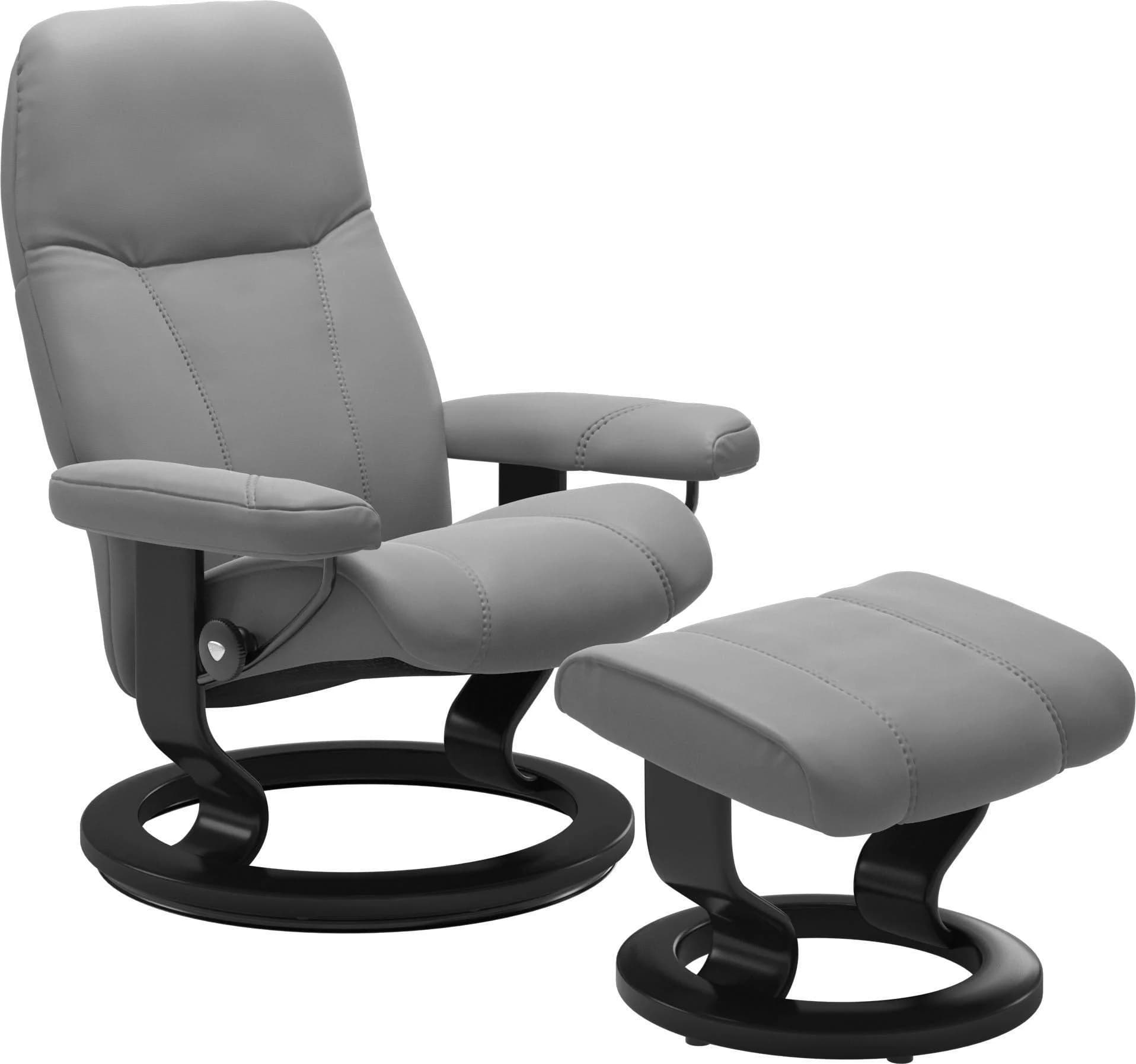 STRESSLESS Relaxsessel Consul Grau Leder mit Hocker
