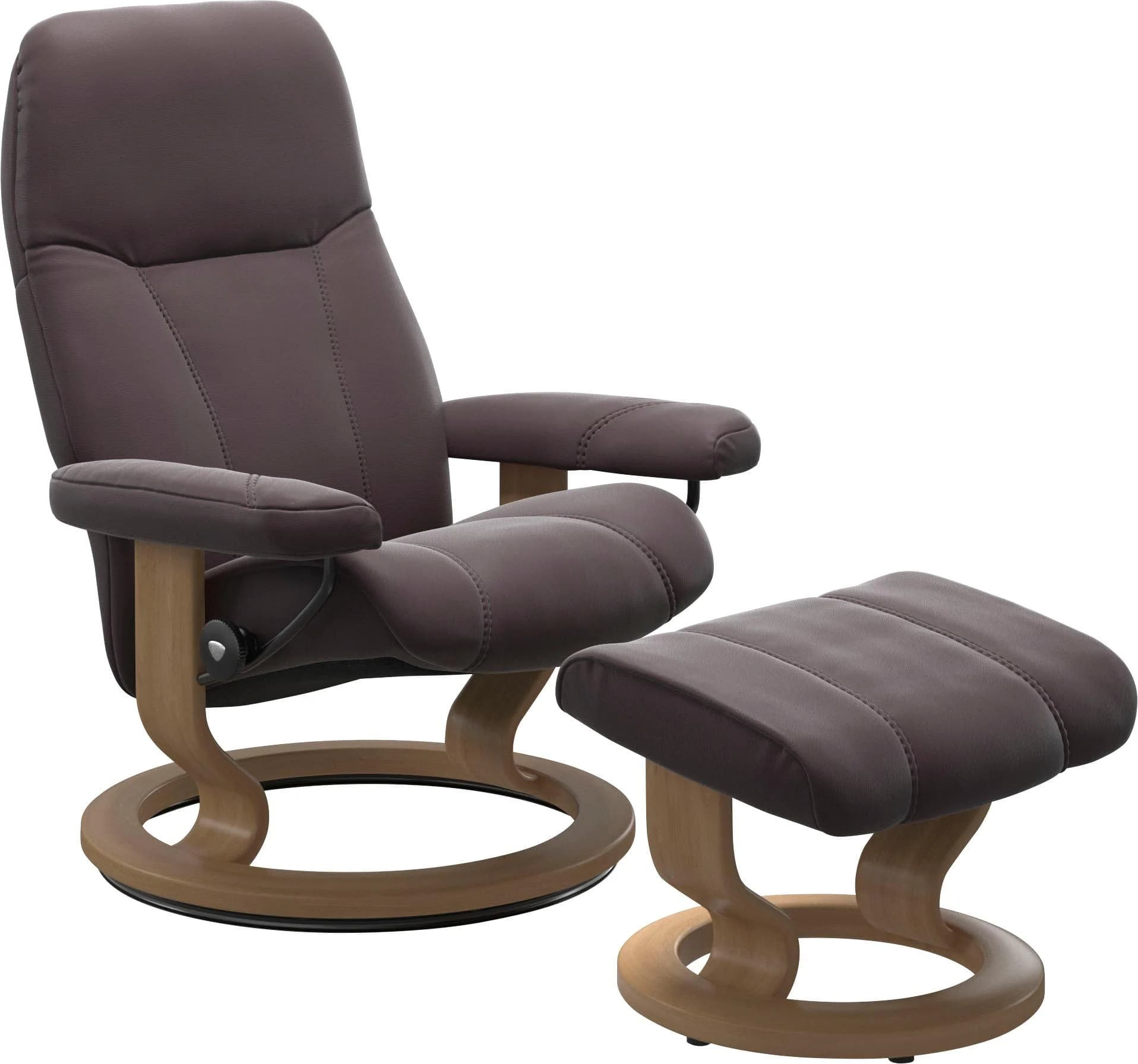 Stressless Fußhocker Consul Bordeaux Paloma Leder Classic Base Eiche