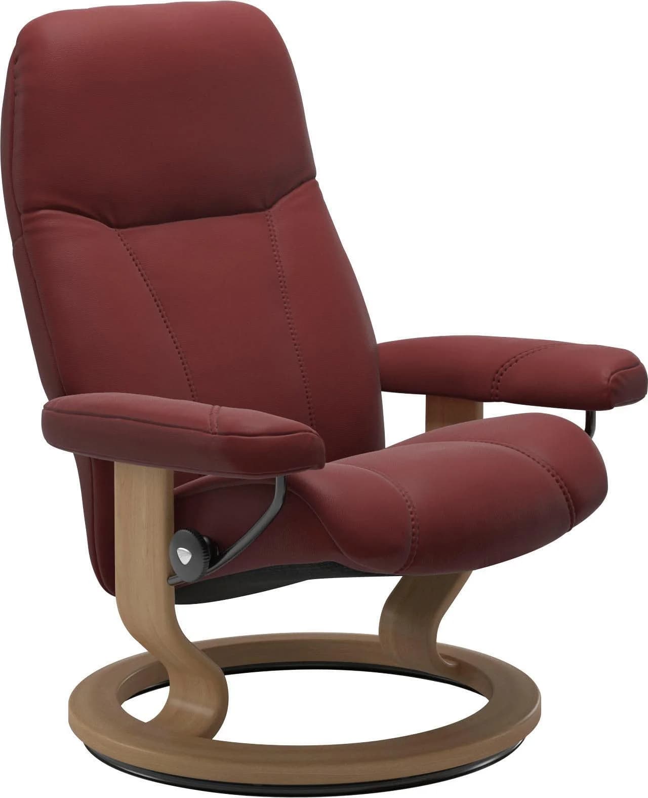 STRESSLESS Consul Relaxsessel Leder PALOMA Rot Classic Base Eiche