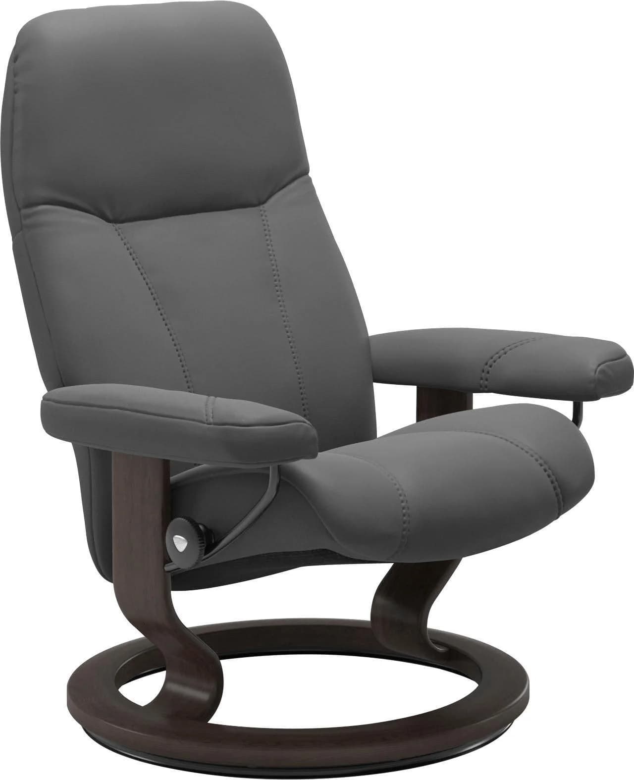 STRESSLESS Consul Relaxsessel Grau Leder BATICK Classic Base Wenge