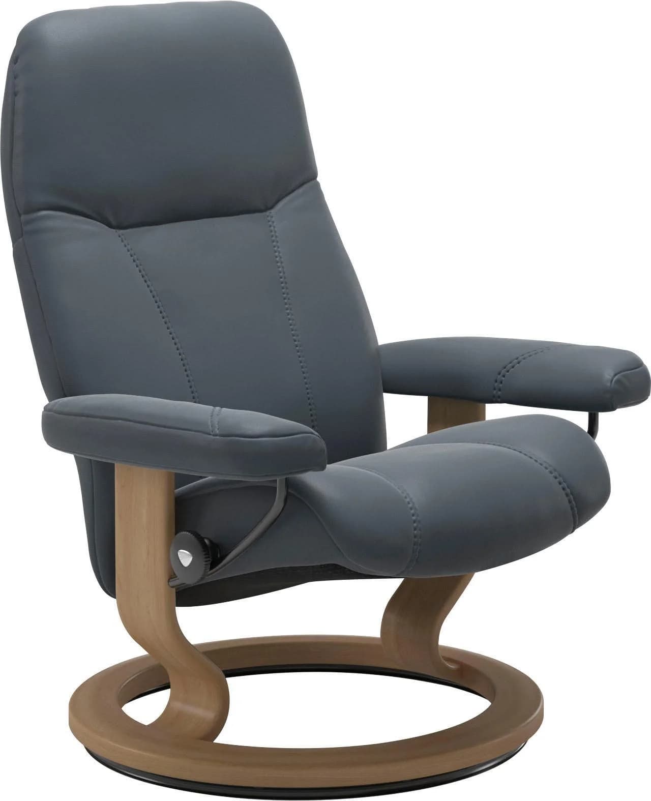 STRESSLESS Consul Relaxsessel Atlantic Blue Leder Classic Base Eiche