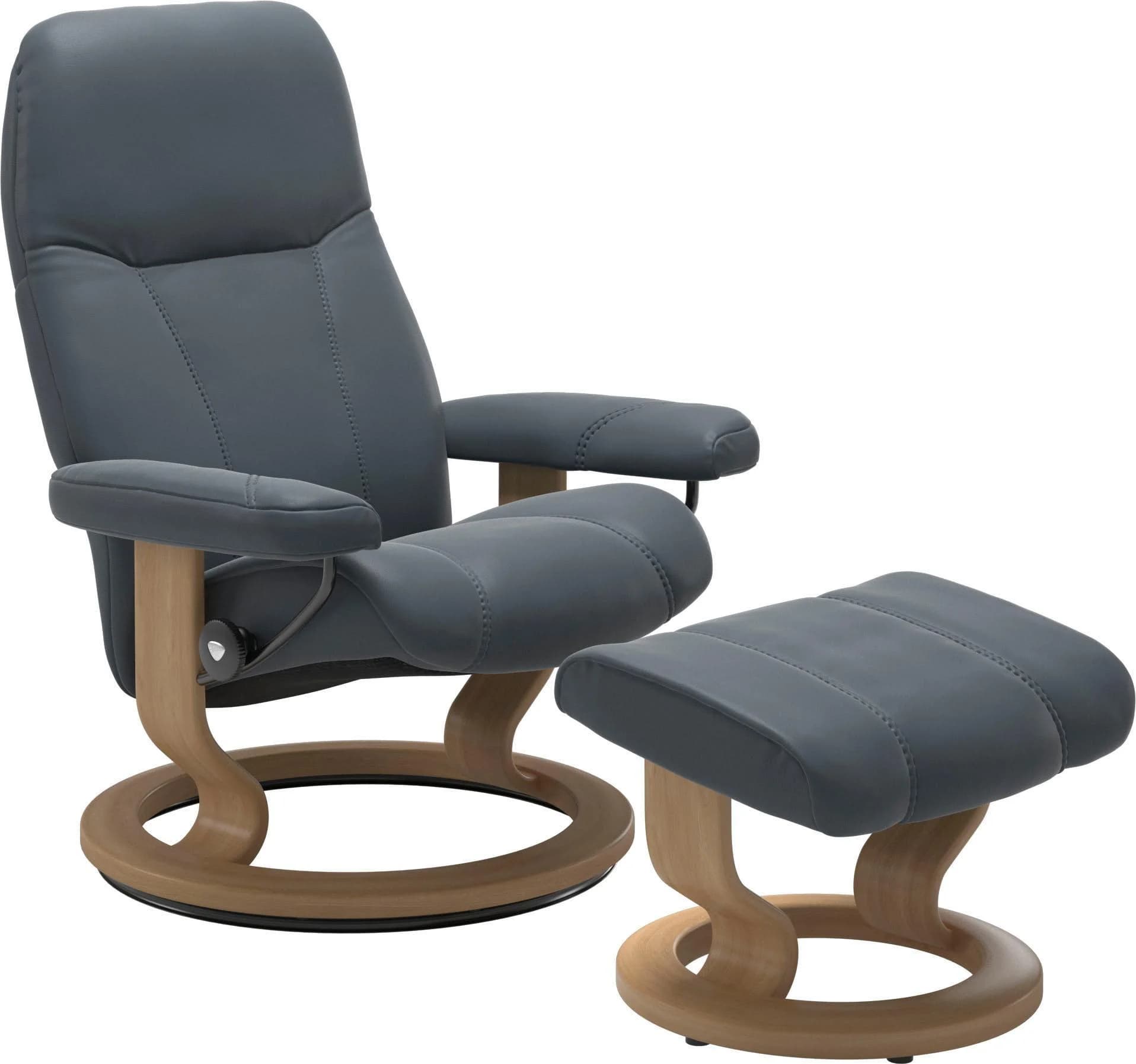 STRESSLESS Consul Relaxsessel Atlantic Blue Leder mit Hocker