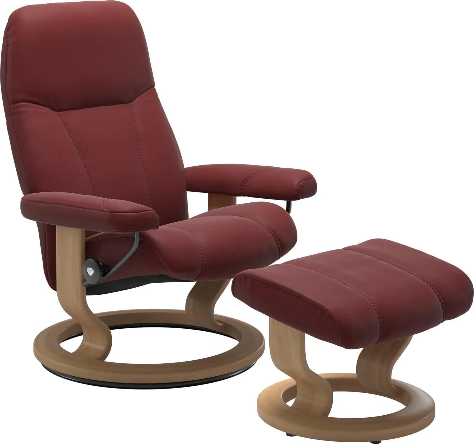 STRESSLESS Consul Relaxsessel Rot Leder PALOMA mit Hocker