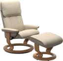 Stressless Admiral Fußhocker beige BATICK Leder Classic Base Eiche Bild 2