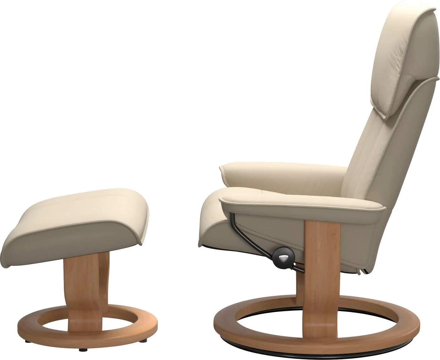 Stressless Admiral Fußhocker beige BATICK Leder Classic Base Eiche - Bild 4