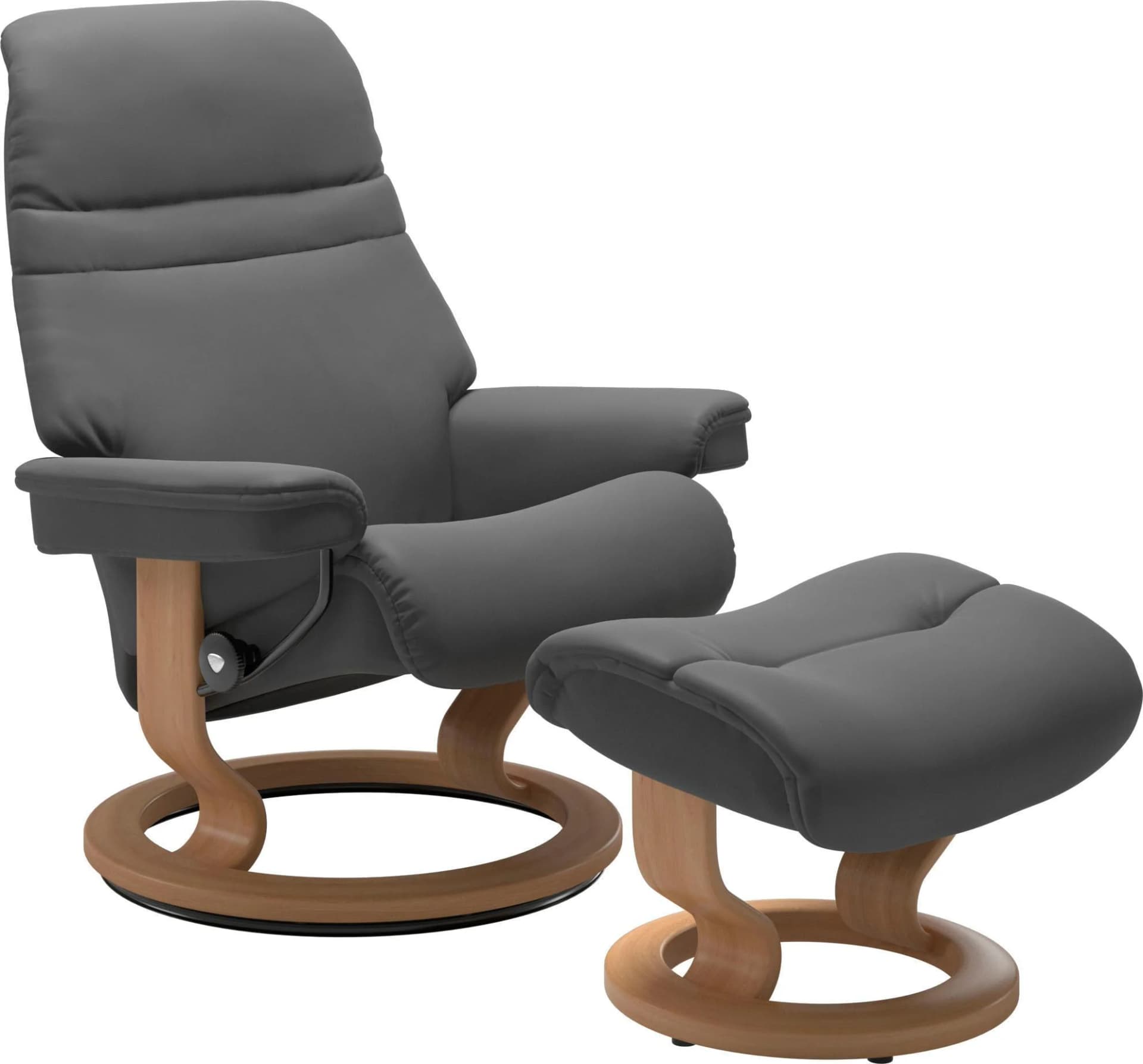 Stressless Sunrise Fußhocker Grau Leder BATICK Classic Base