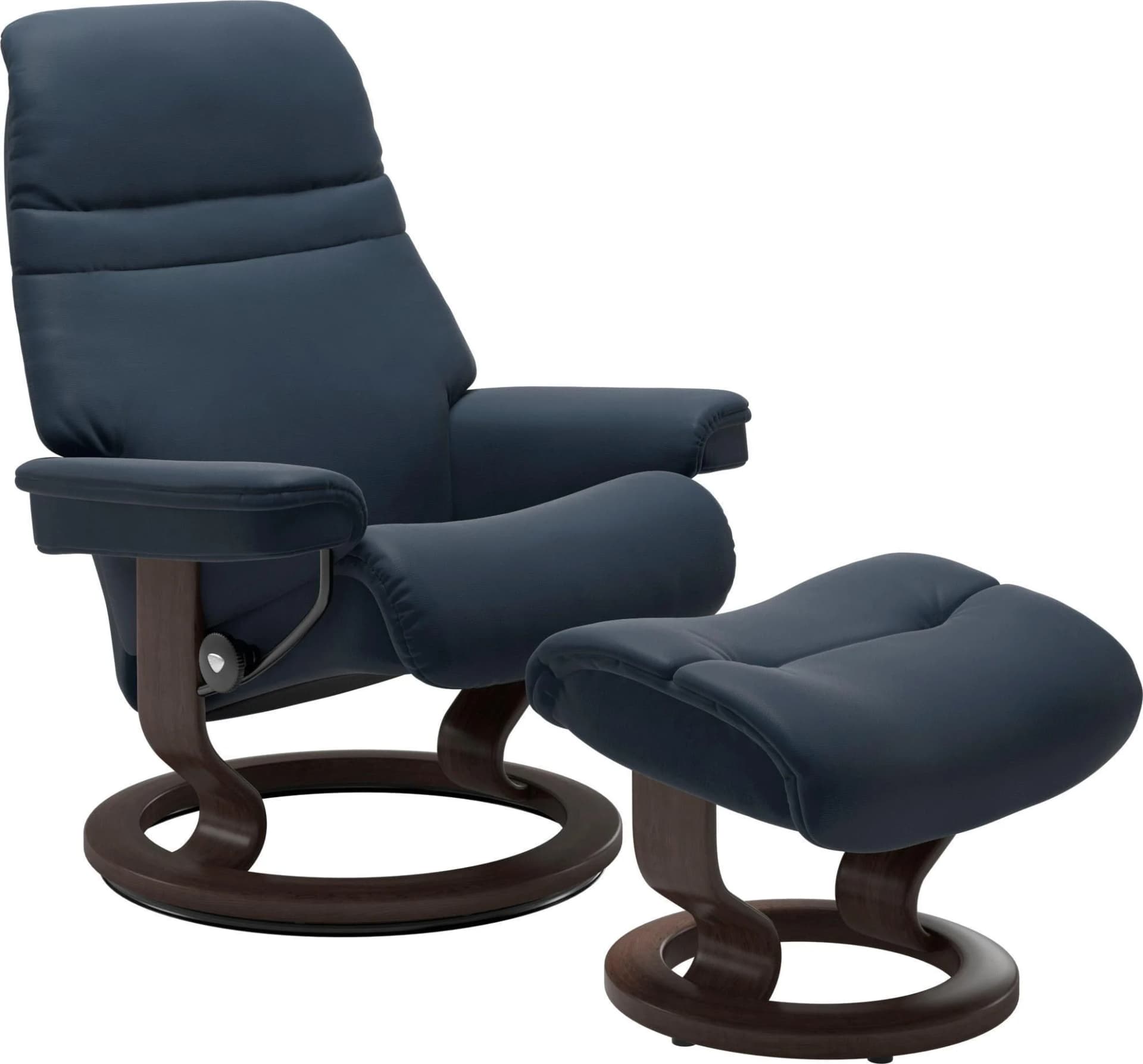 Stressless Sunrise Fußhocker Oxford Blue Leder Classic Base