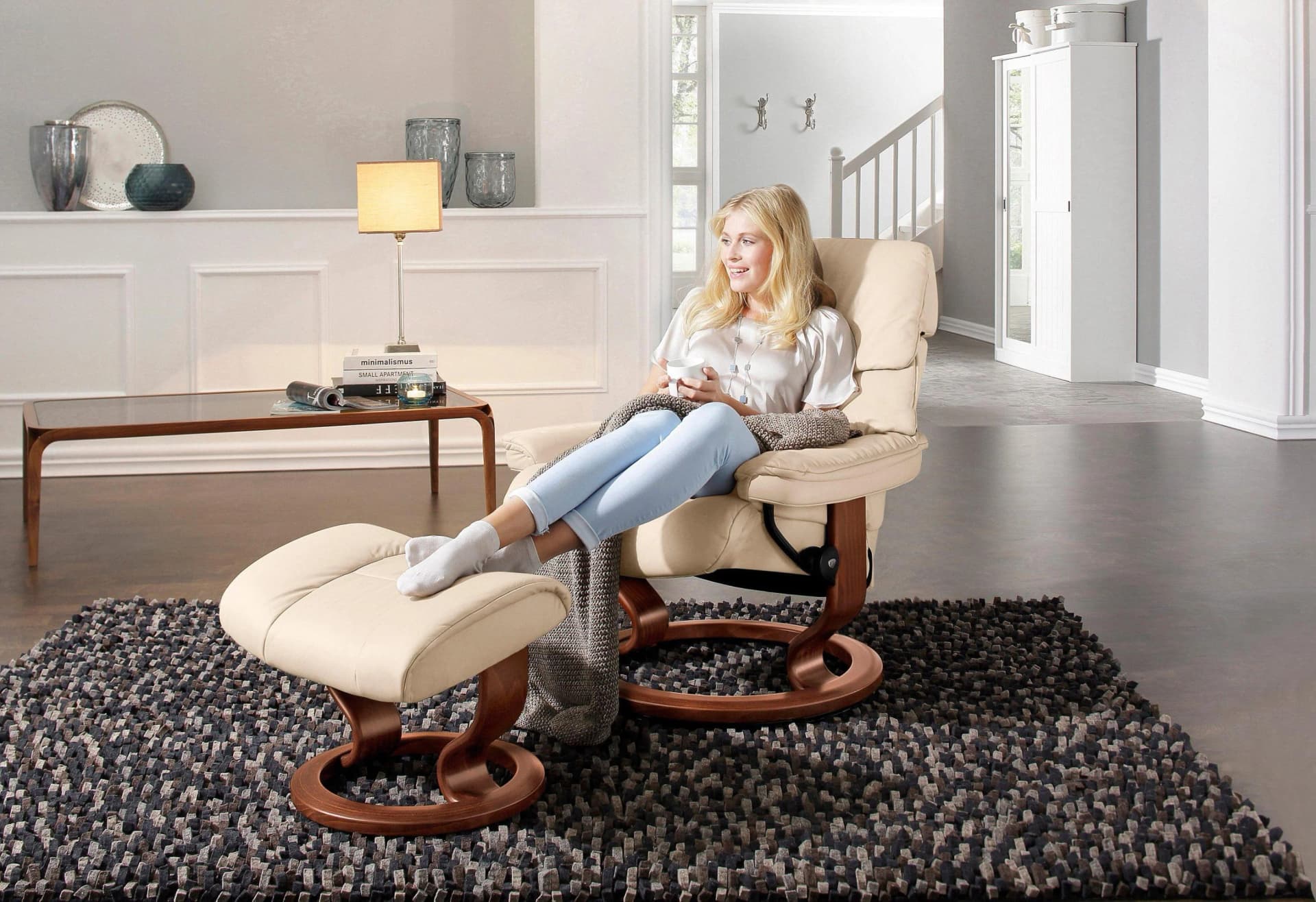 STRESSLESS Ruby Relaxsessel Beige Leder Classic Base