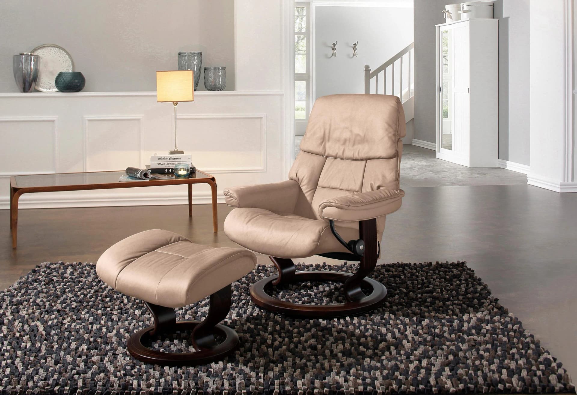 STRESSLESS Ruby Relaxsessel Beige Leder PALOMA mit Hocker