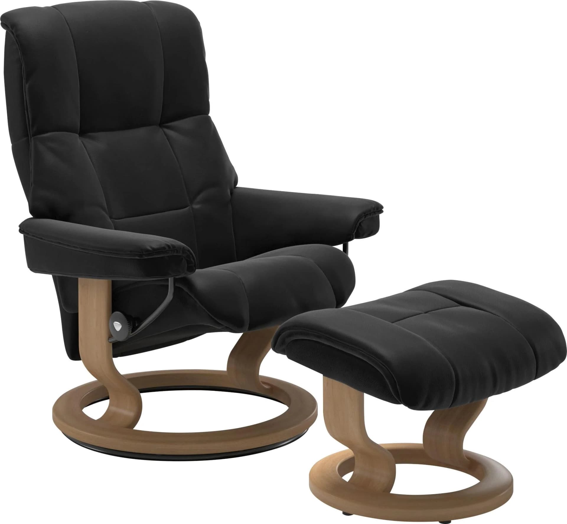 STRESSLESS Mayfair Fußhocker Schwarz Leder PALOMA Classic Base Eiche