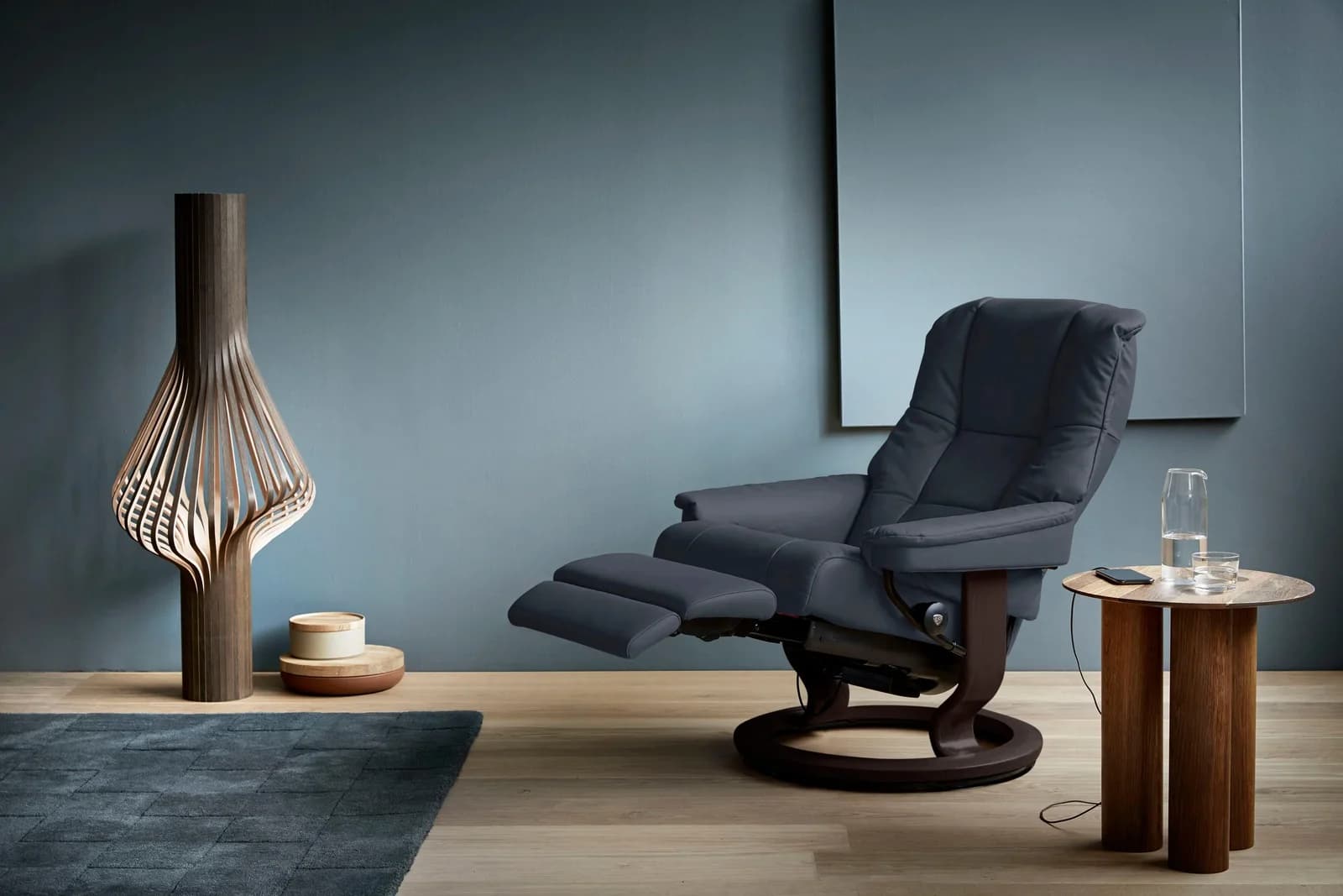 STRESSLESS Mayfair Relaxsessel Leder Shadow Blue Classic Base