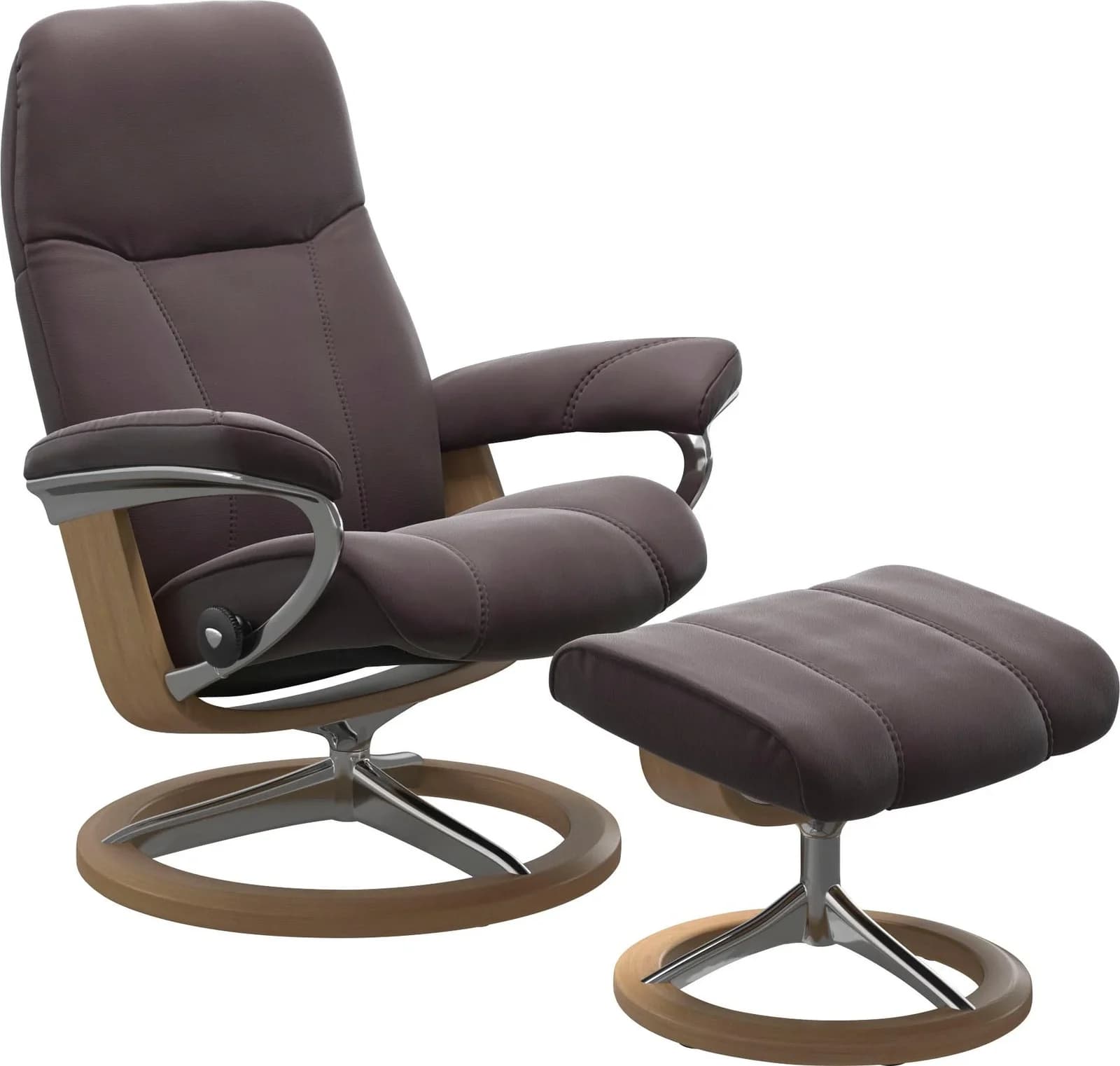 STRESSLESS Consul Fußhocker Bordeaux Paloma Leder Signature Base Eiche