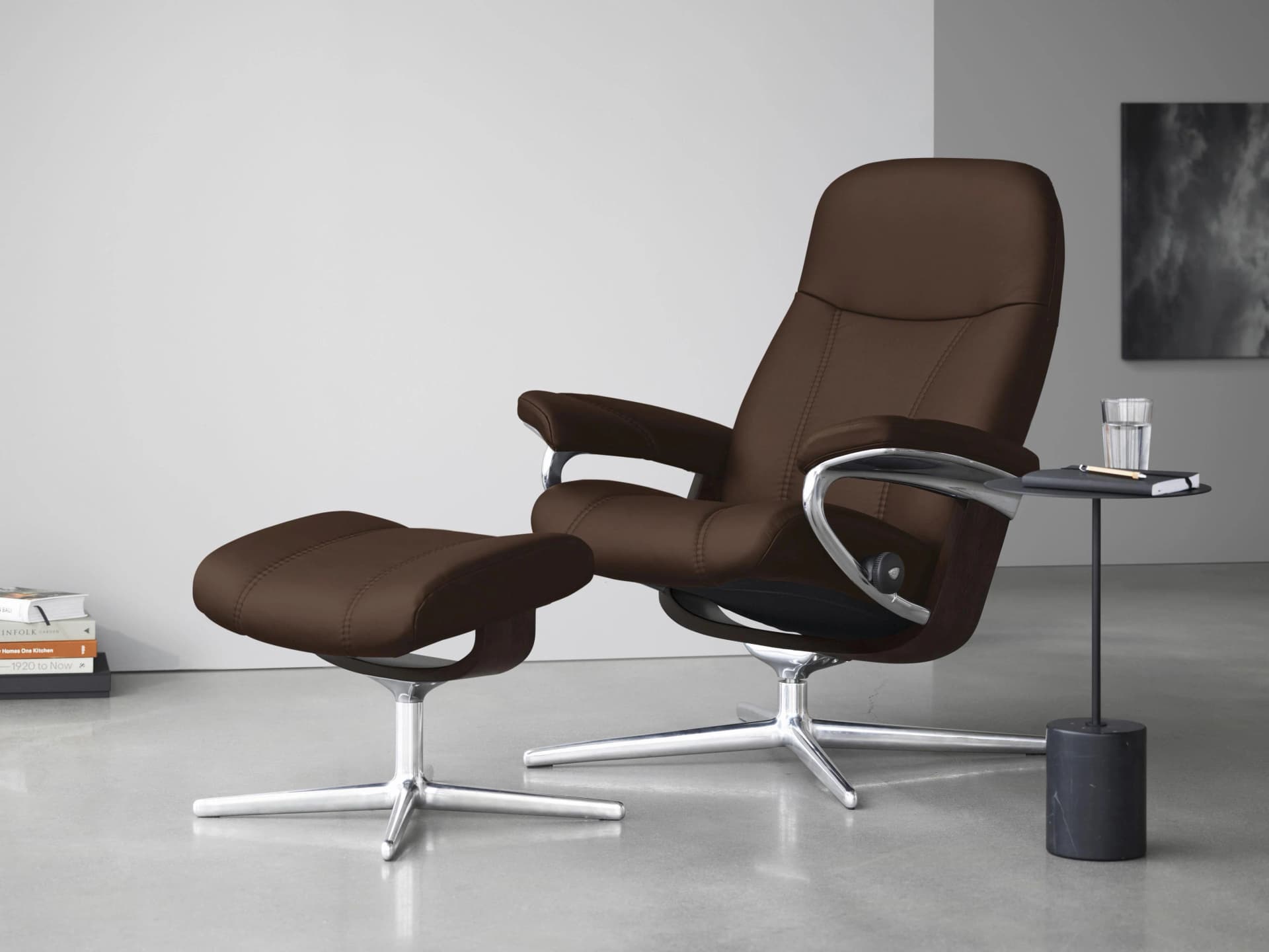 STRESSLESS Consul Relaxsessel Braun Leder BATICK Cross Base