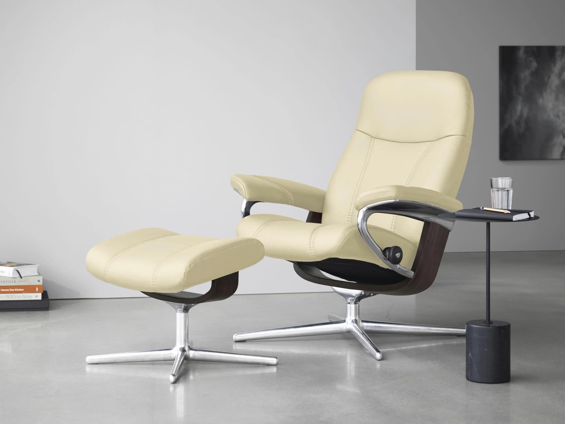 STRESSLESS Consul Relaxsessel Beige Leder PALOMA mit Schlaffunktion