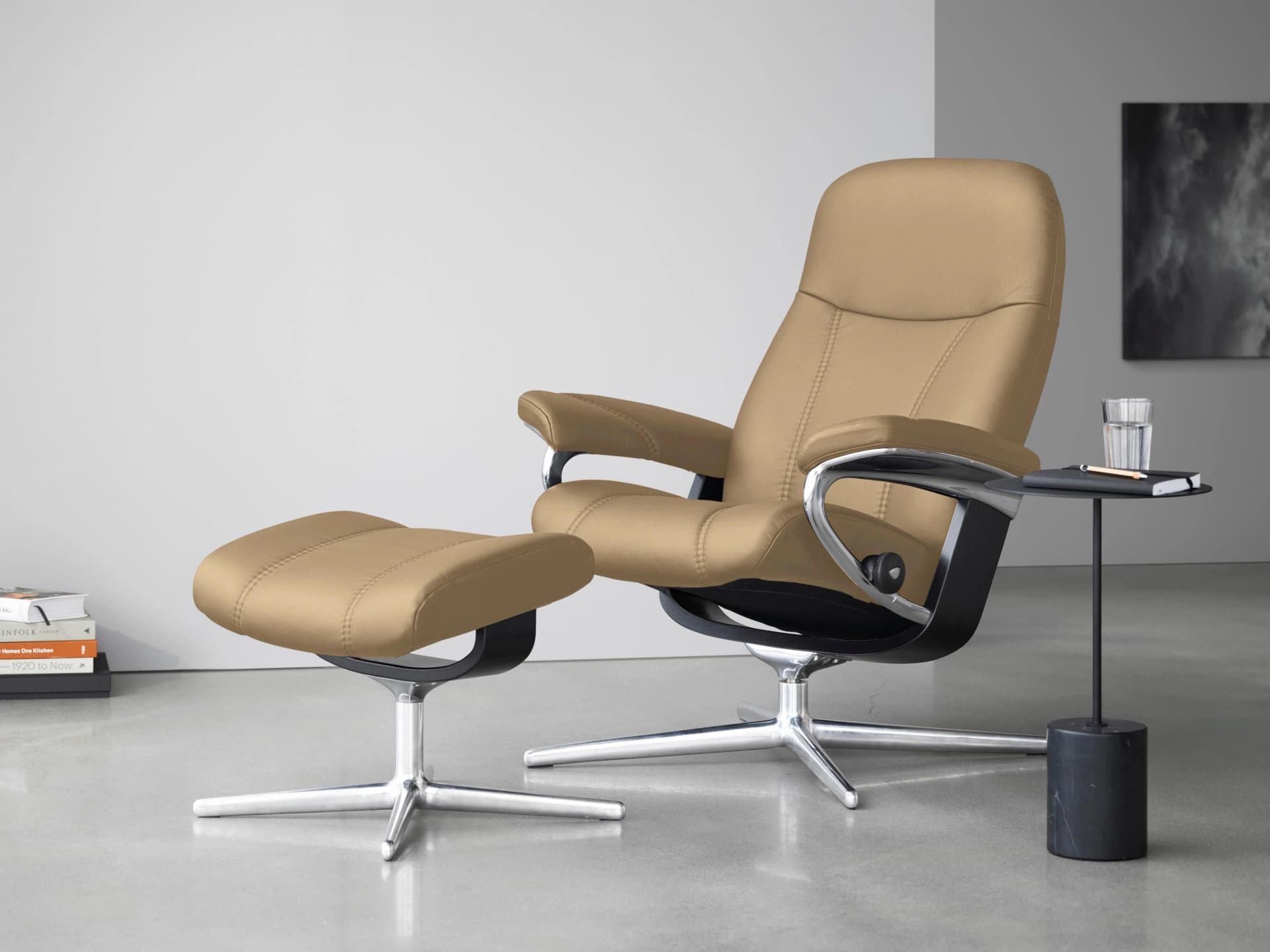 STRESSLESS Relaxsessel Consul Beige Leder PALOMA mit Schlaffunktion