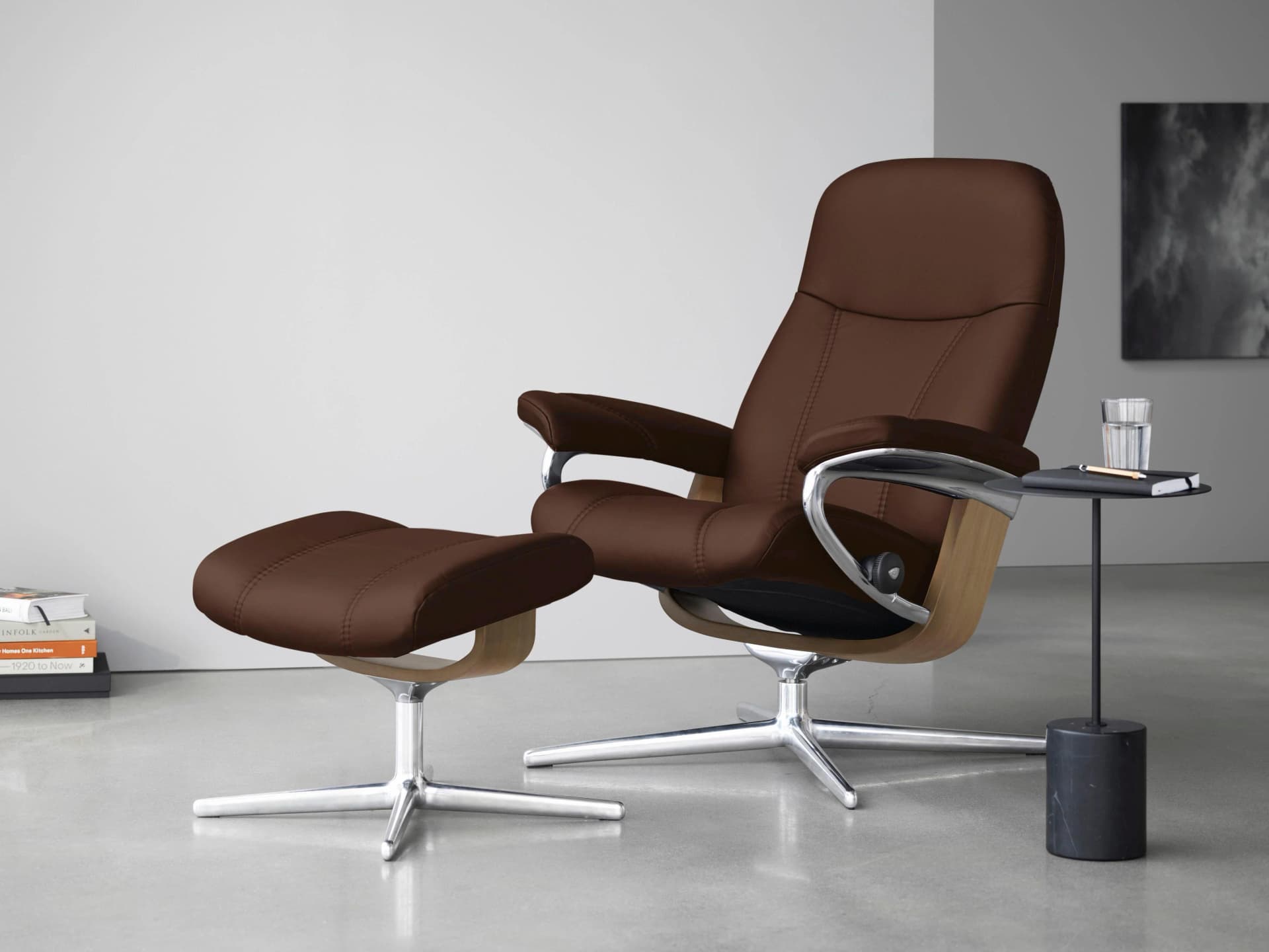 Fußhocker STRESSLESS Consul Braun Leder BATICK