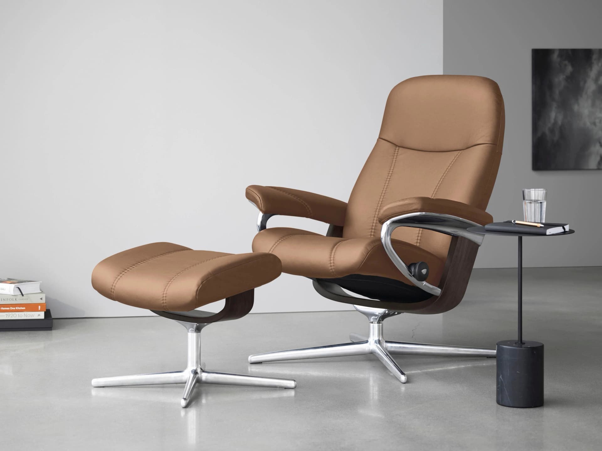 STRESSLESS Consul Relaxsessel Braun Leder BATICK mit Hocker