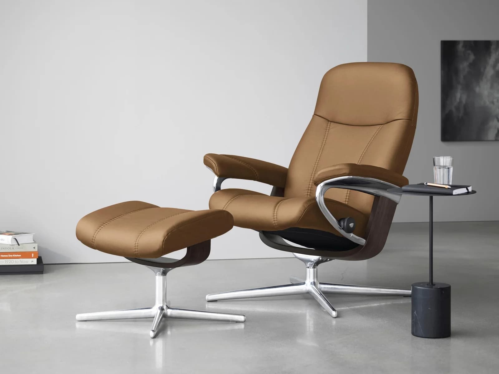 STRESSLESS Consul Relaxsessel Taupe Paloma Leder mit Hocker