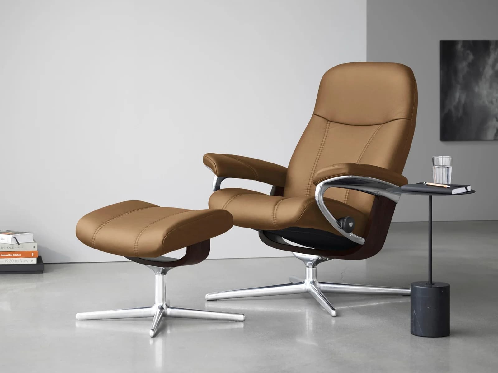 STRESSLESS Consul Relaxsessel Taupe Paloma Leder mit Hocker