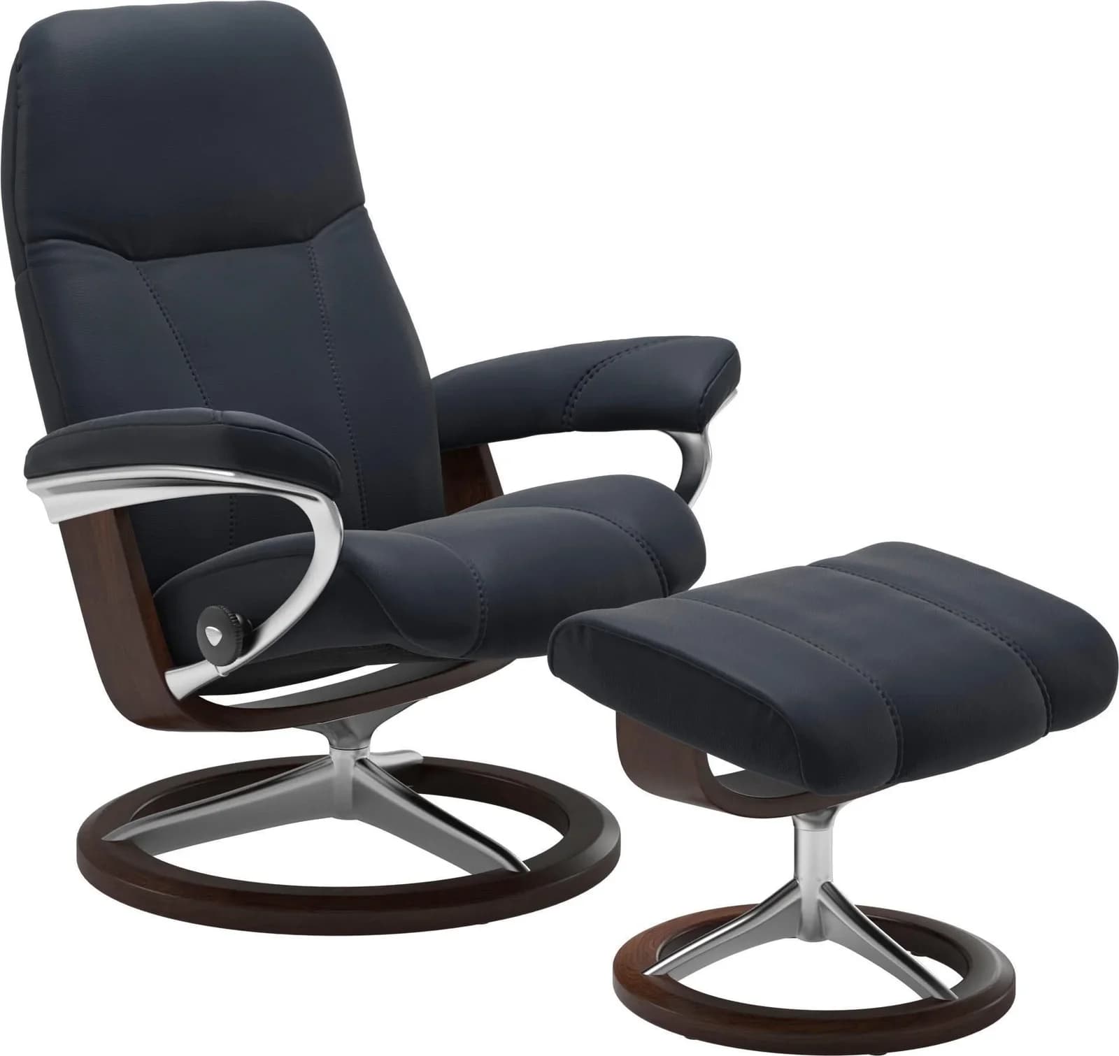 STRESSLESS Consul Relaxsessel Blau Leder Signature Base Eiche