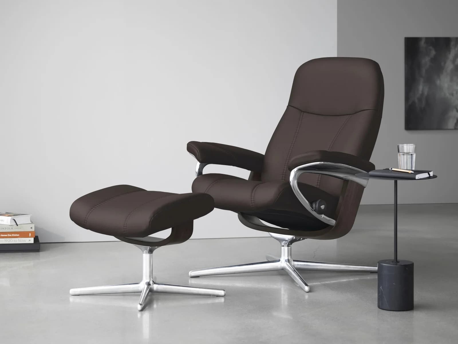 STRESSLESS Consul Relaxsessel Leder PALOMA braun Cross Base