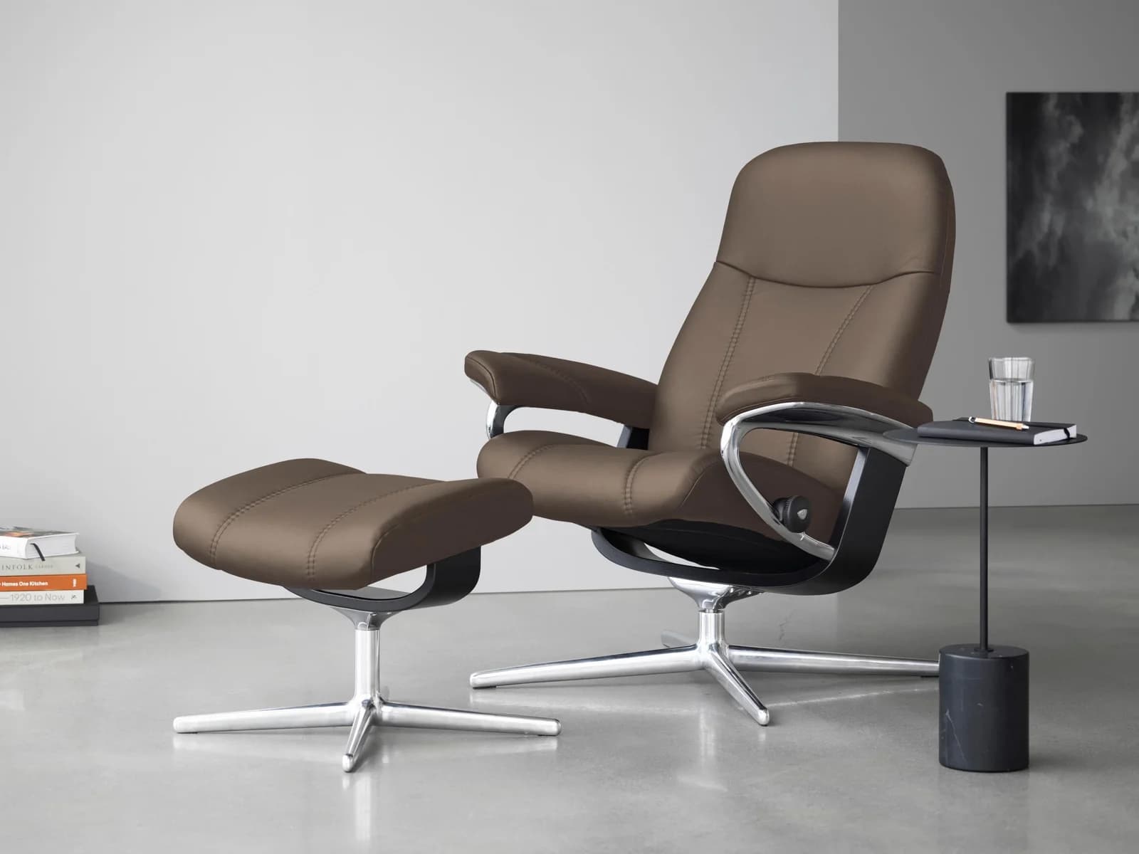 STRESSLESS Consul Relaxsessel mit Hocker Leder BATICK Braun
