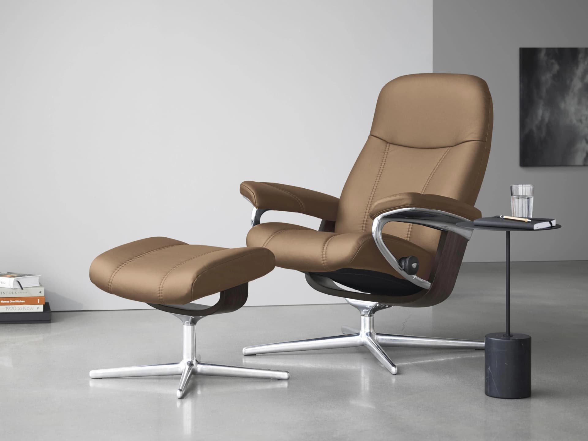STRESSLESS Consul Relaxsessel Leder BATICK Braun Cross Base