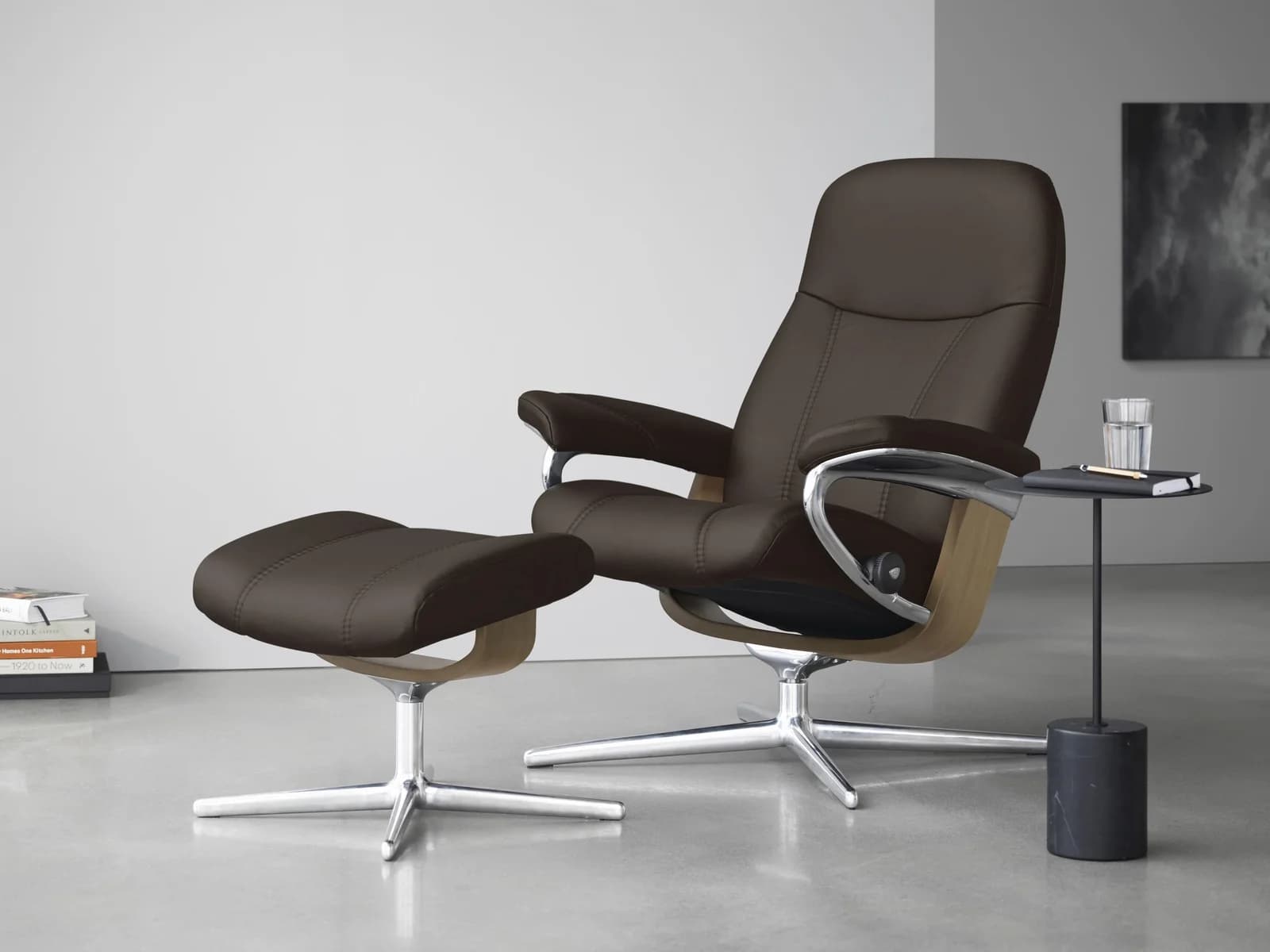 STRESSLESS Consul Relaxsessel Braun Leder BATICK Cross Base