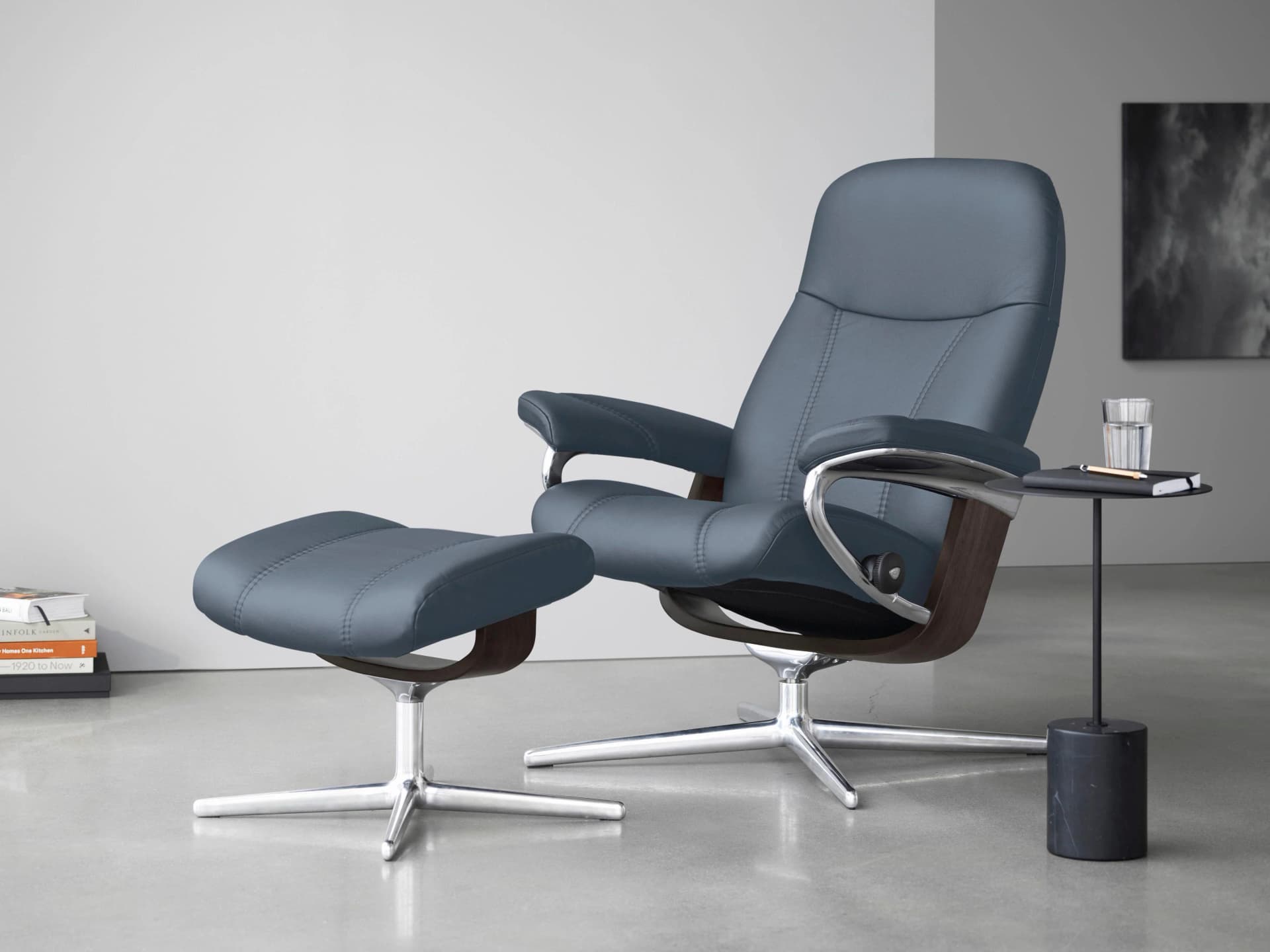 STRESSLESS Relaxsessel Consul Blau Leder PALOMA mit Schlaffunktion