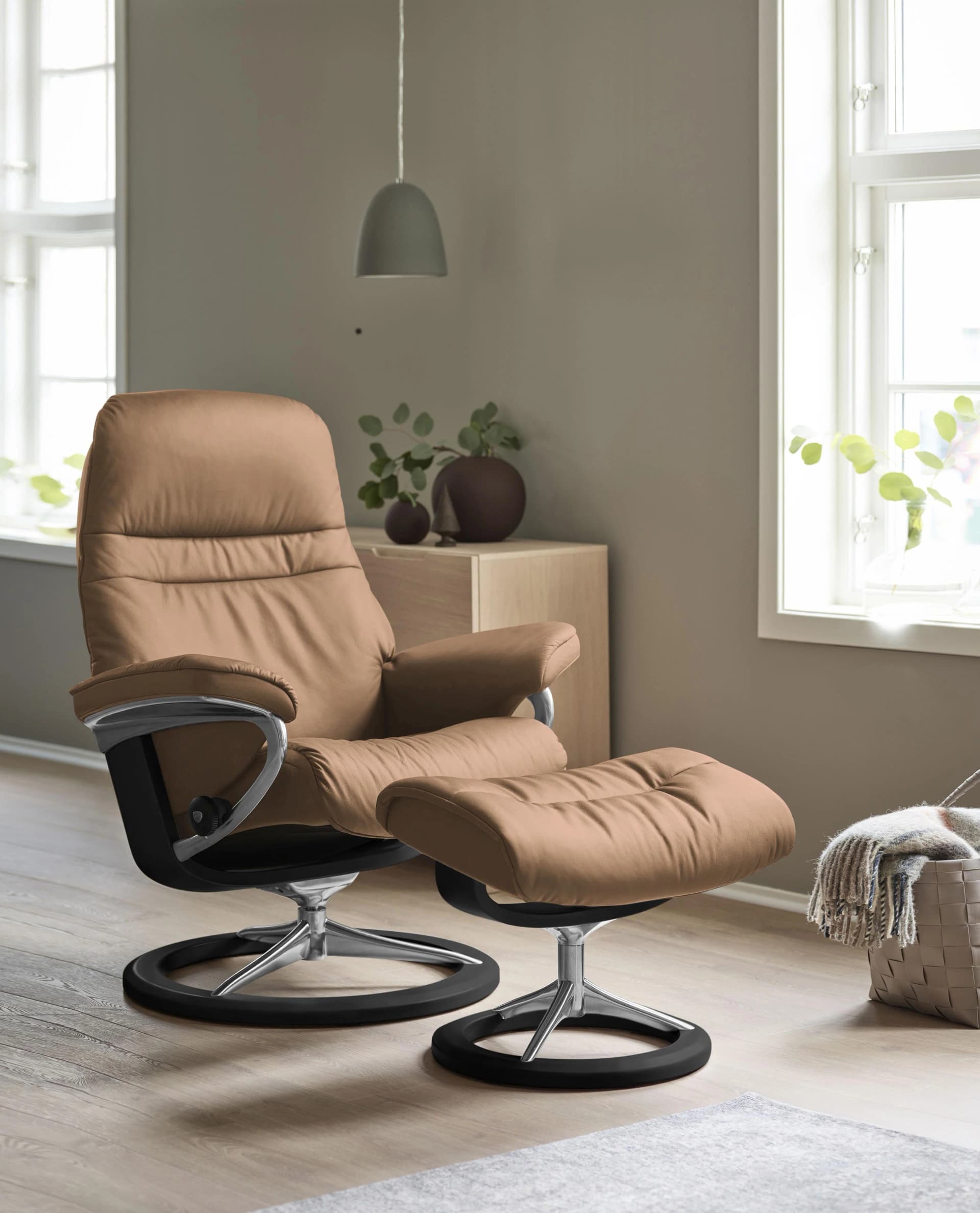 Stressless Sunrise Relaxsessel mit Hocker Leder Batick Braun