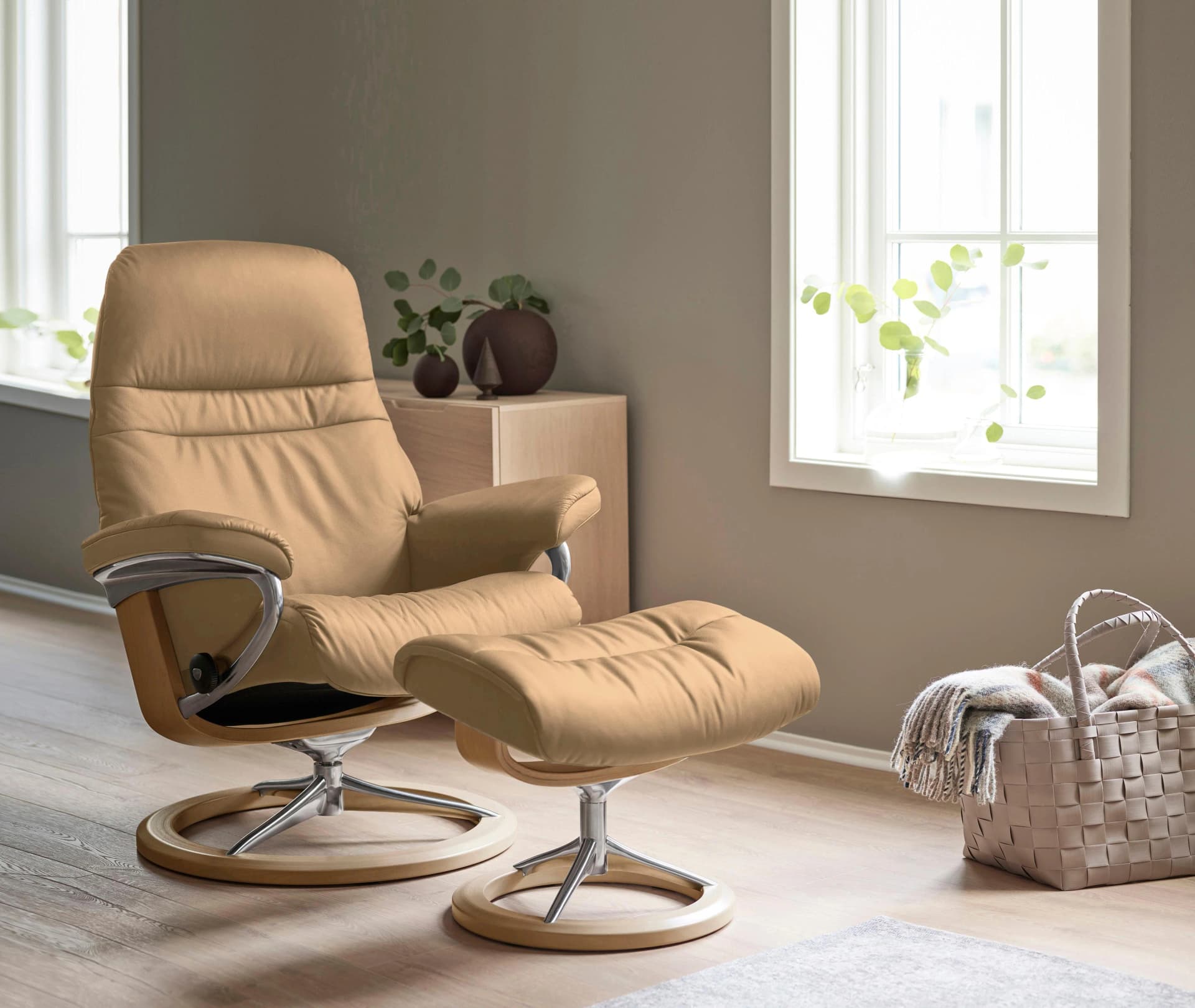 STRESSLESS Relaxsessel Sunrise Beige Leder Signature Base