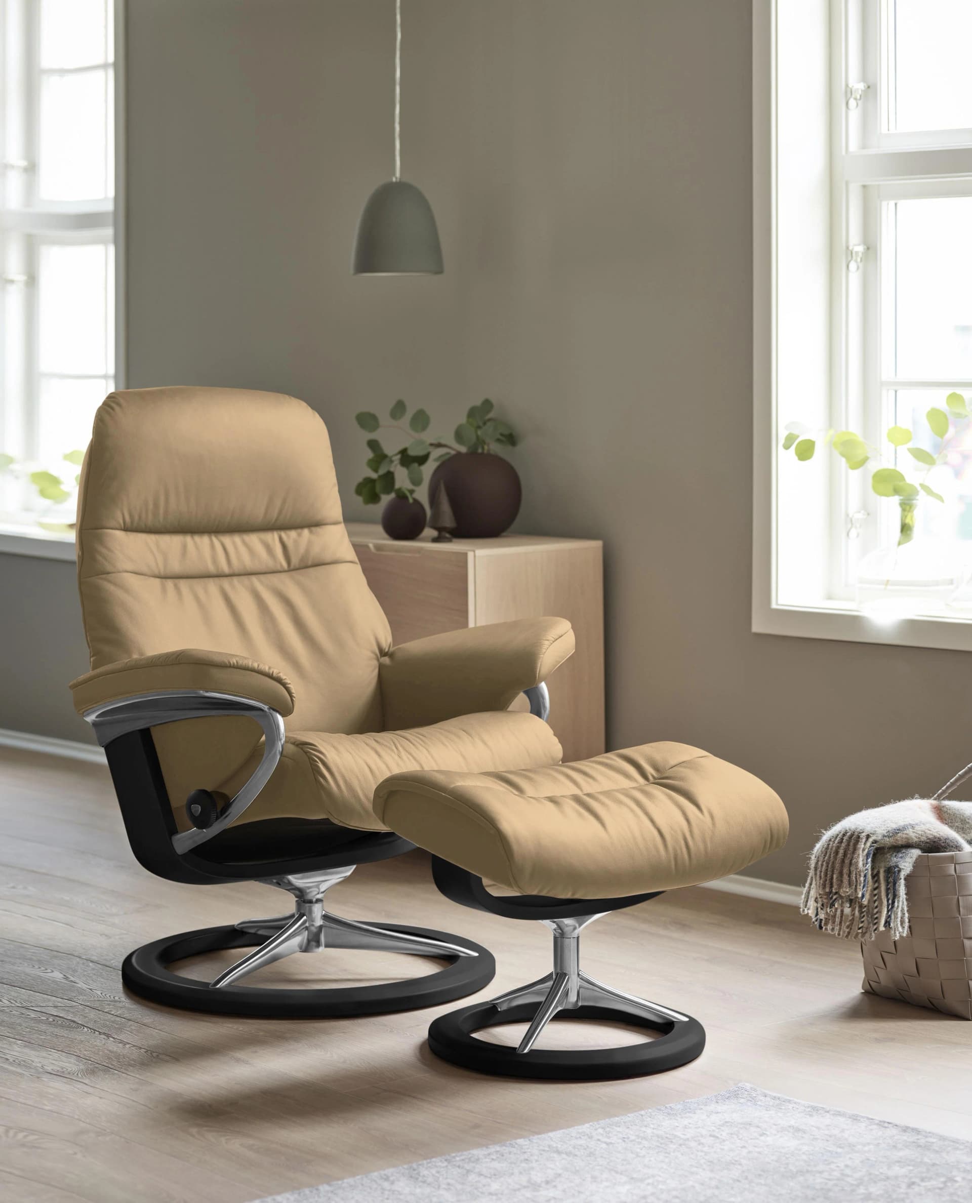 STRESSLESS Relaxsessel Sunrise Beige Leder Signature Base